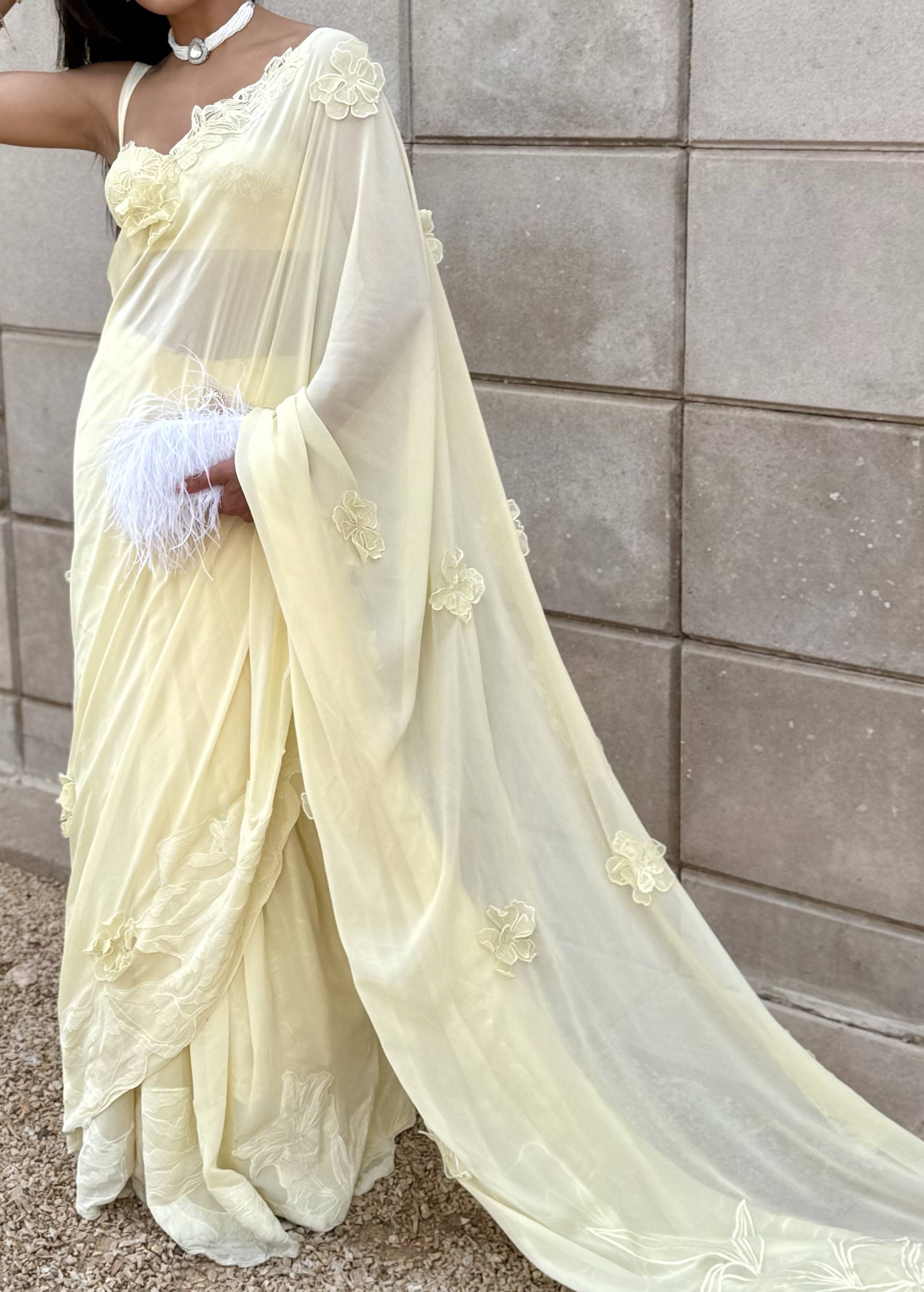 Lady Buttercup Pre-Stitched Sari Image - 1