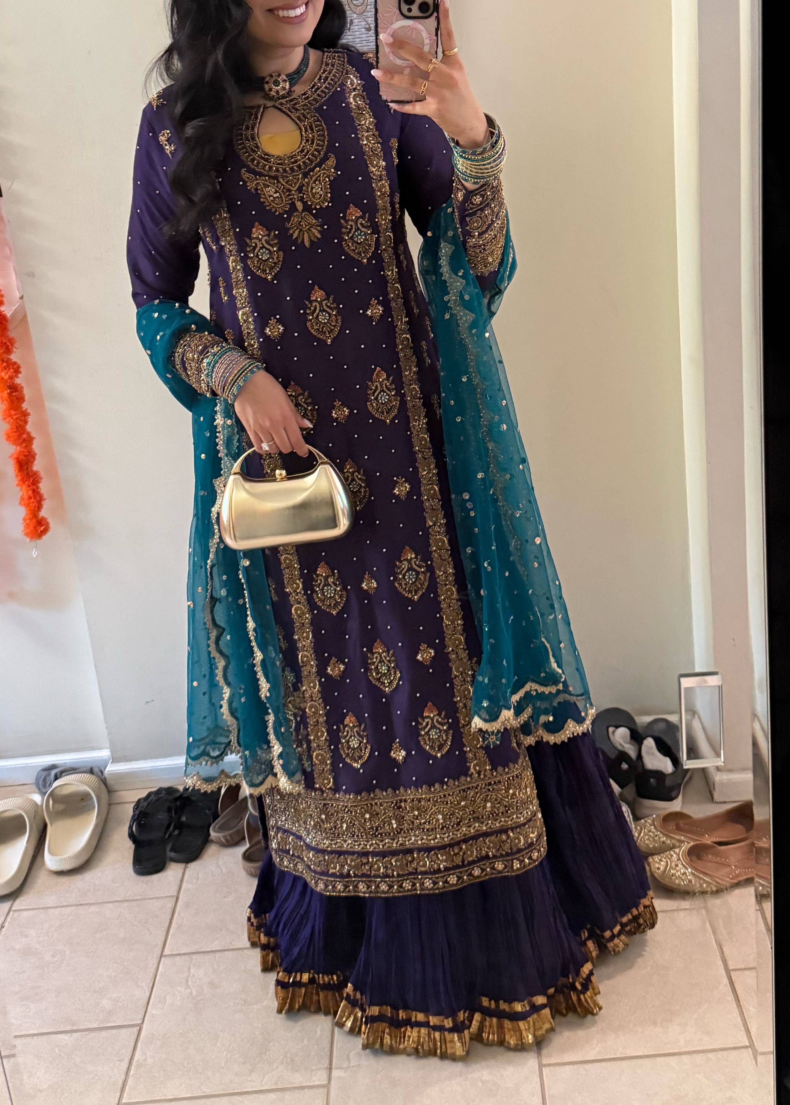 Plum Purple and Teal Sharara Image - 0