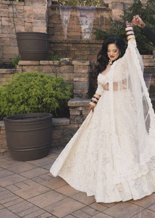 White Embellished Bridal Lehenga Image - 1