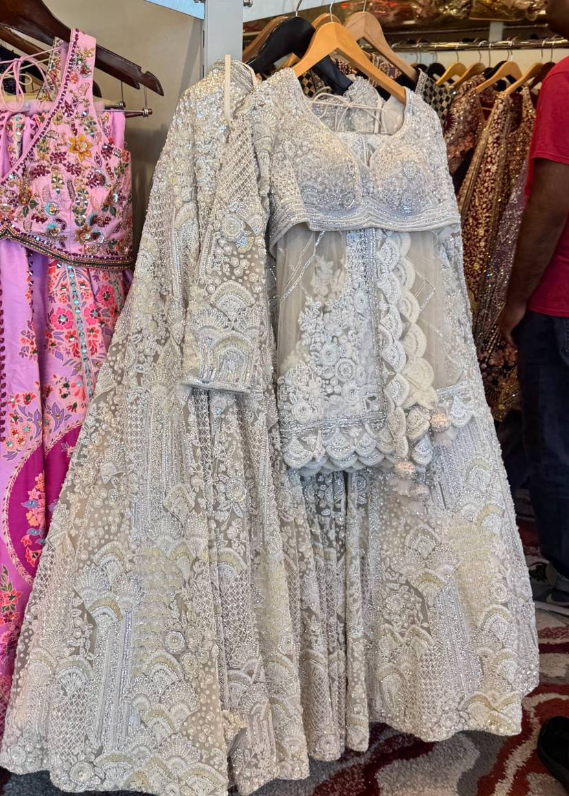 White Embellished Bridal Lehenga Image - 0
