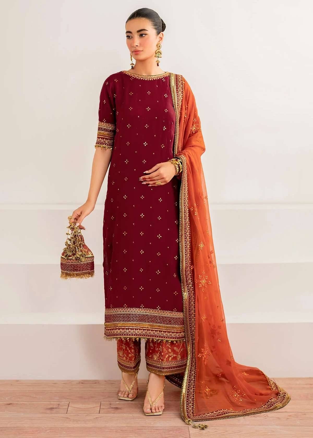 Red and Orange Shalwar Kameez Image - 0