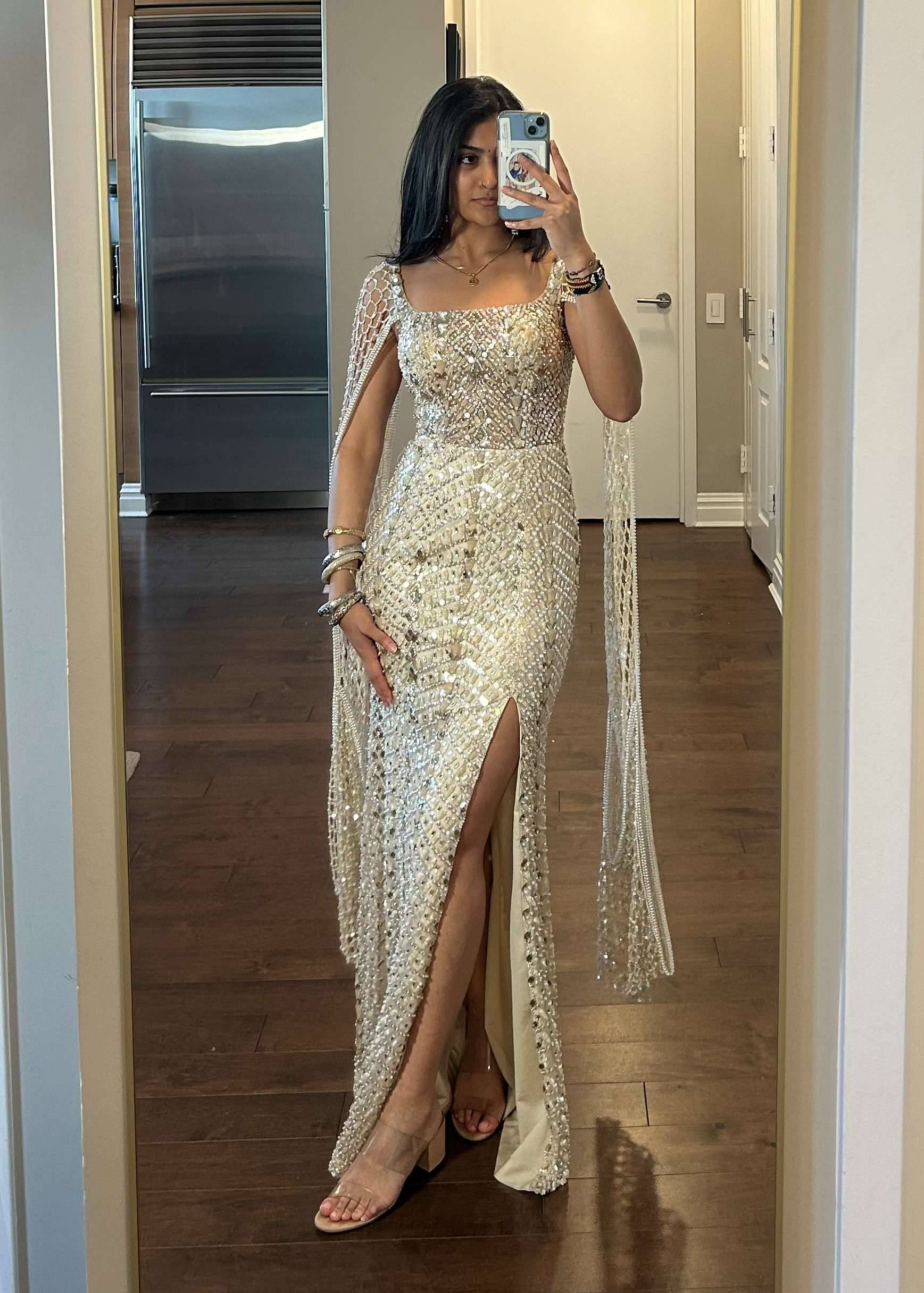 Ivory Cutwork Beaded Gown Image - 0