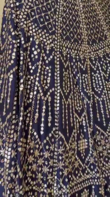Navy Mirrorwork Lehenga Image - 7
