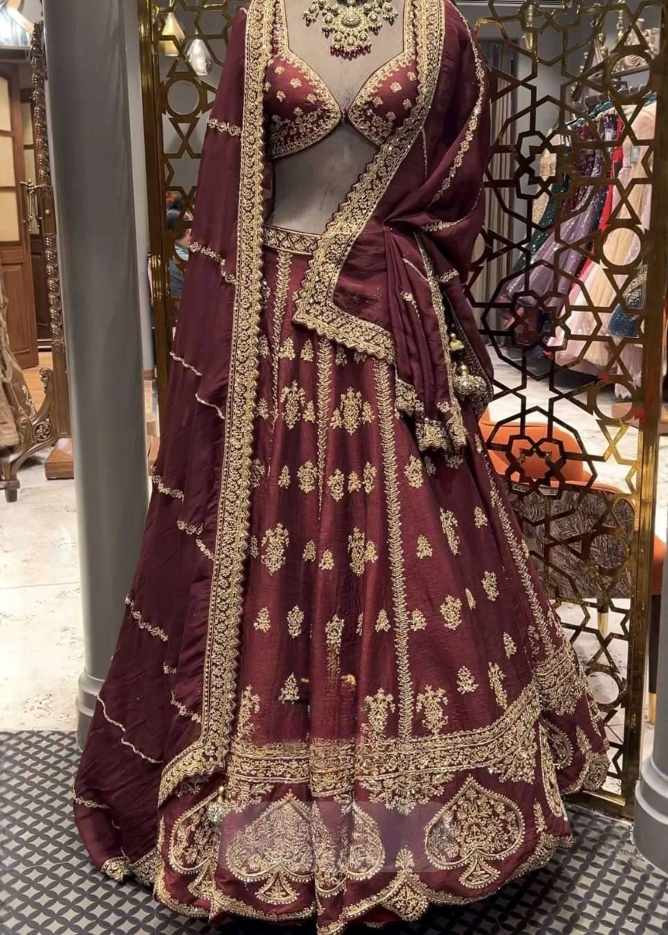 Dark Maroon Lehenga Image - 0