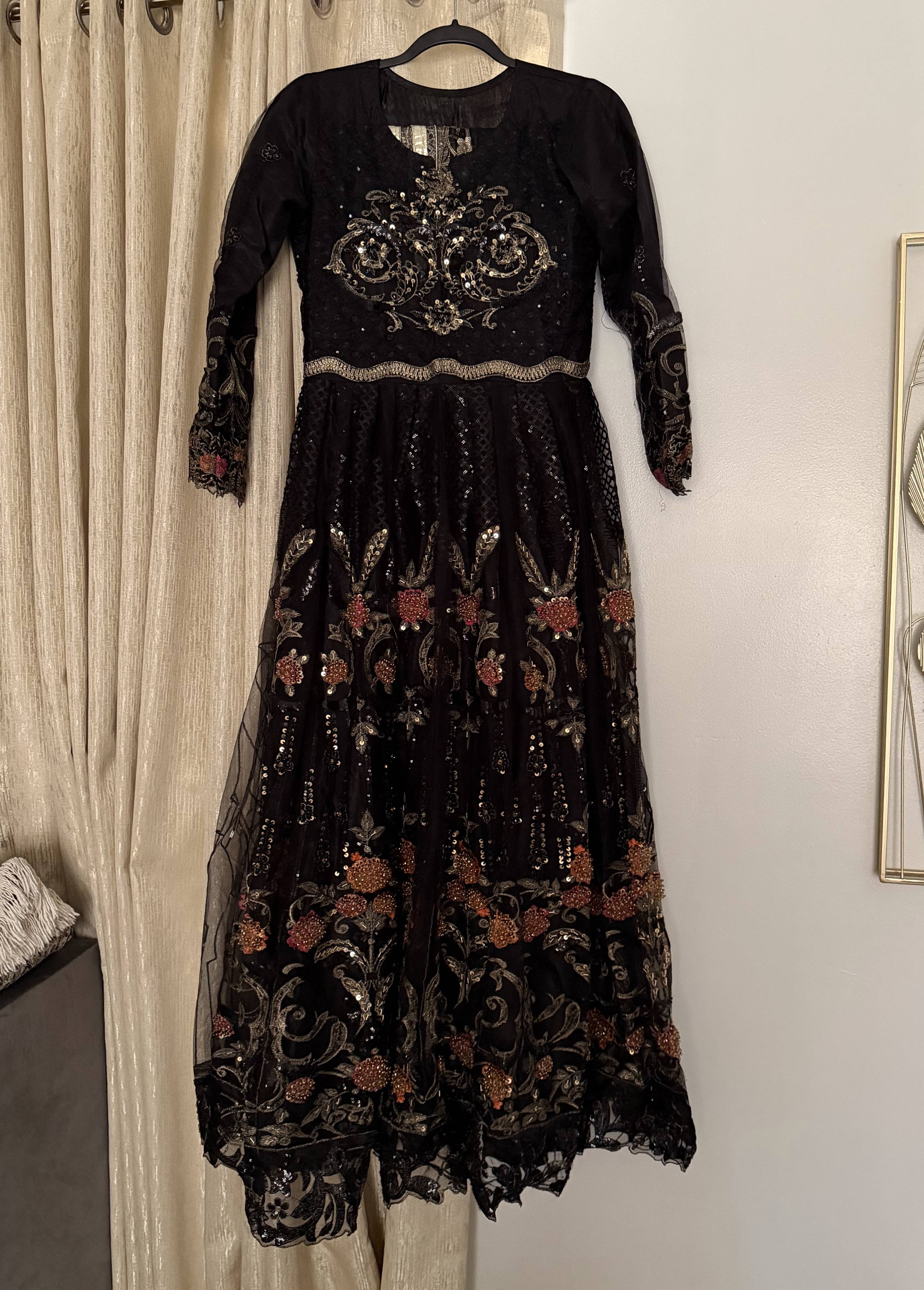 Black Embroidered Anarkali Set Image - 0
