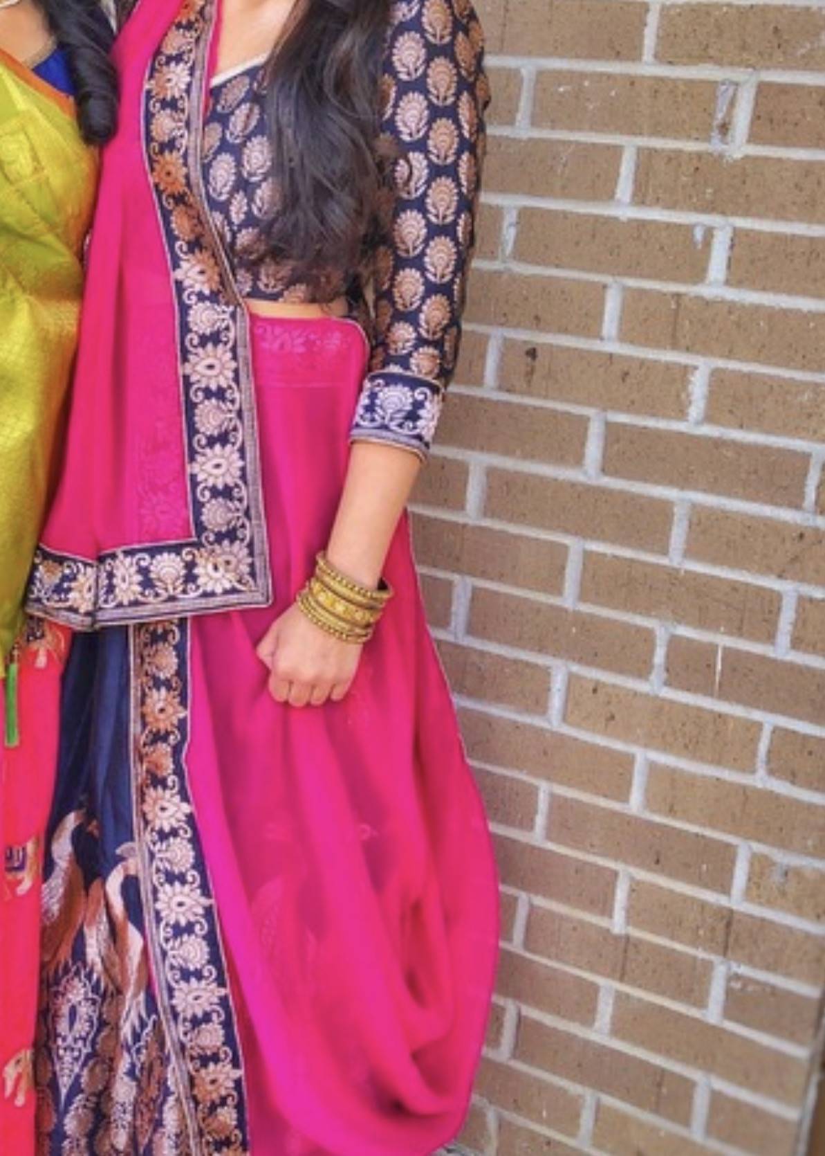 Navy and Pink Lehenga Image - 1