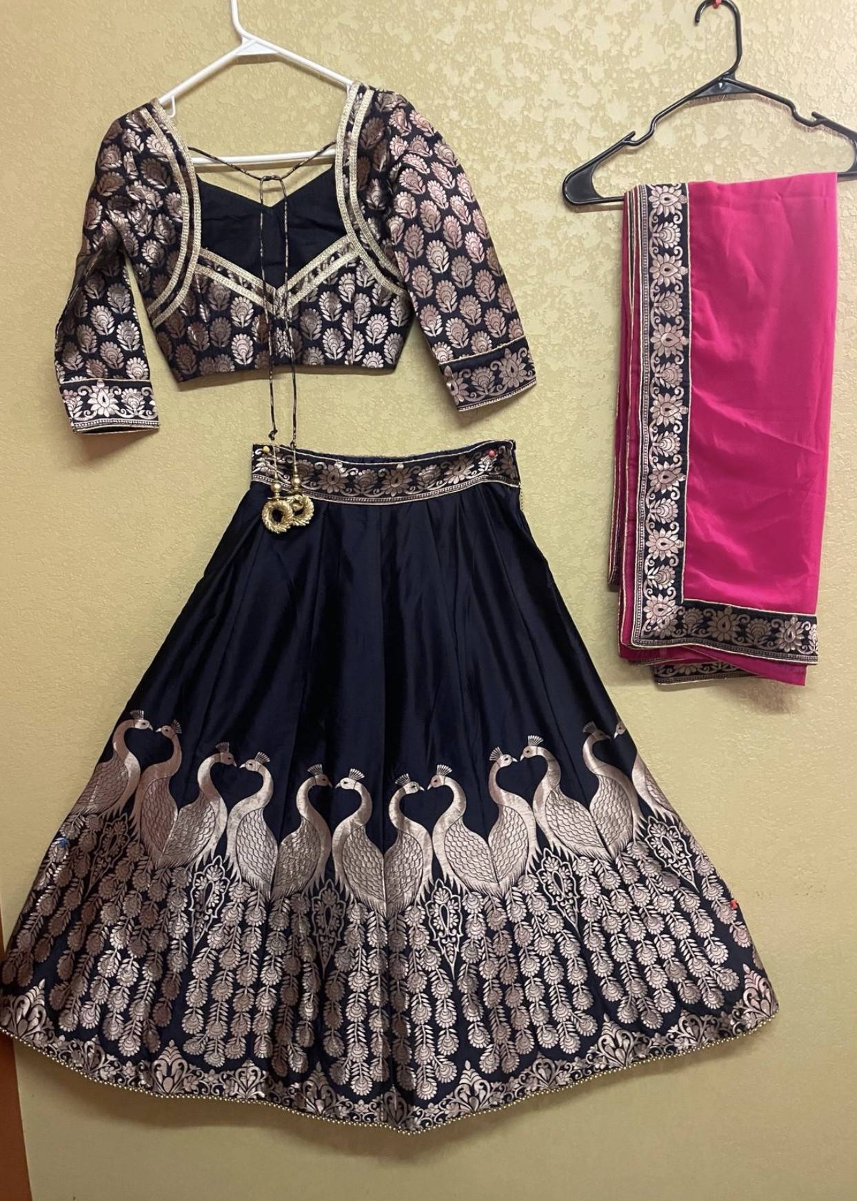 Navy and Pink Lehenga Image - 2