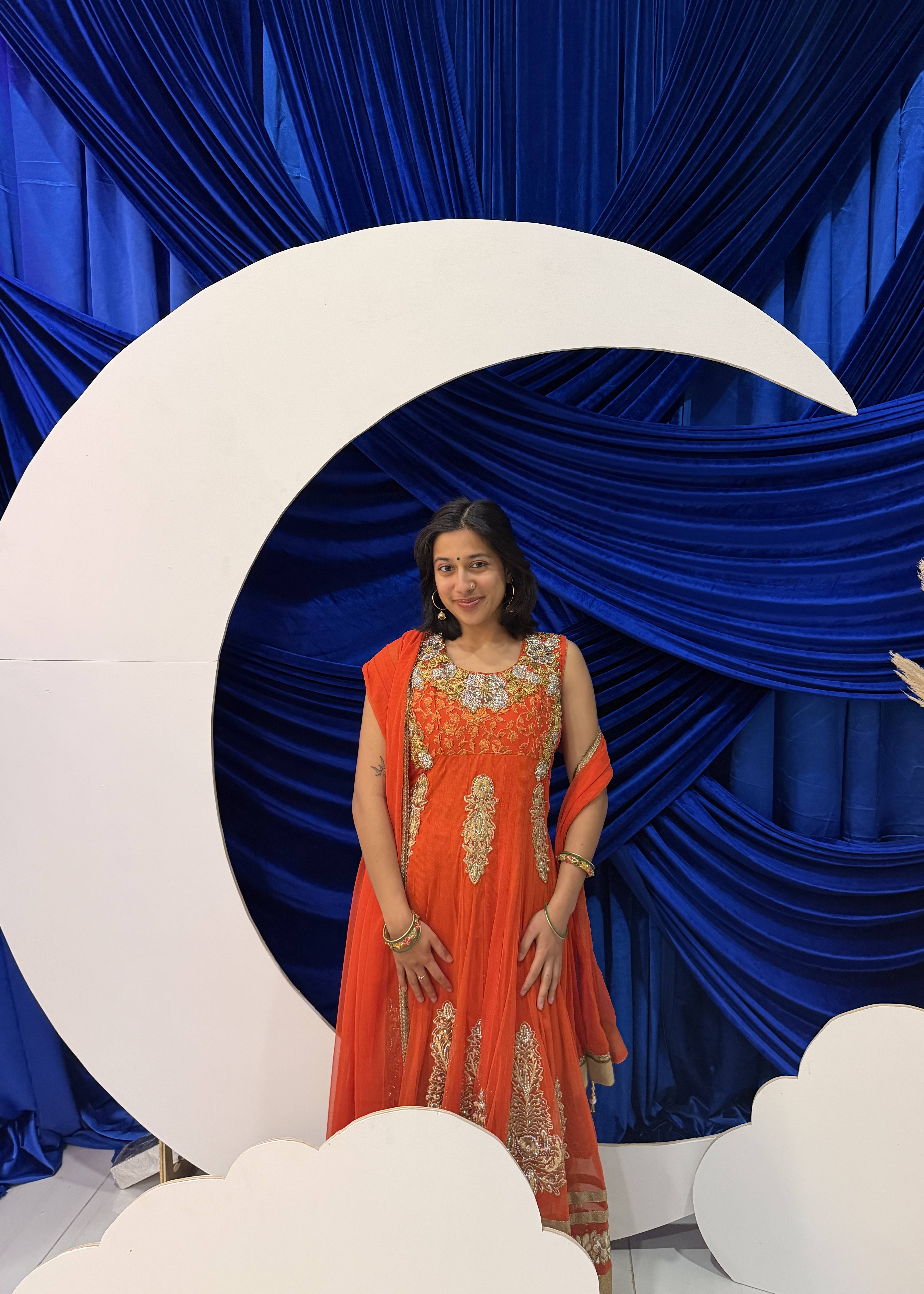 Orange Anarkali Set Image - 2