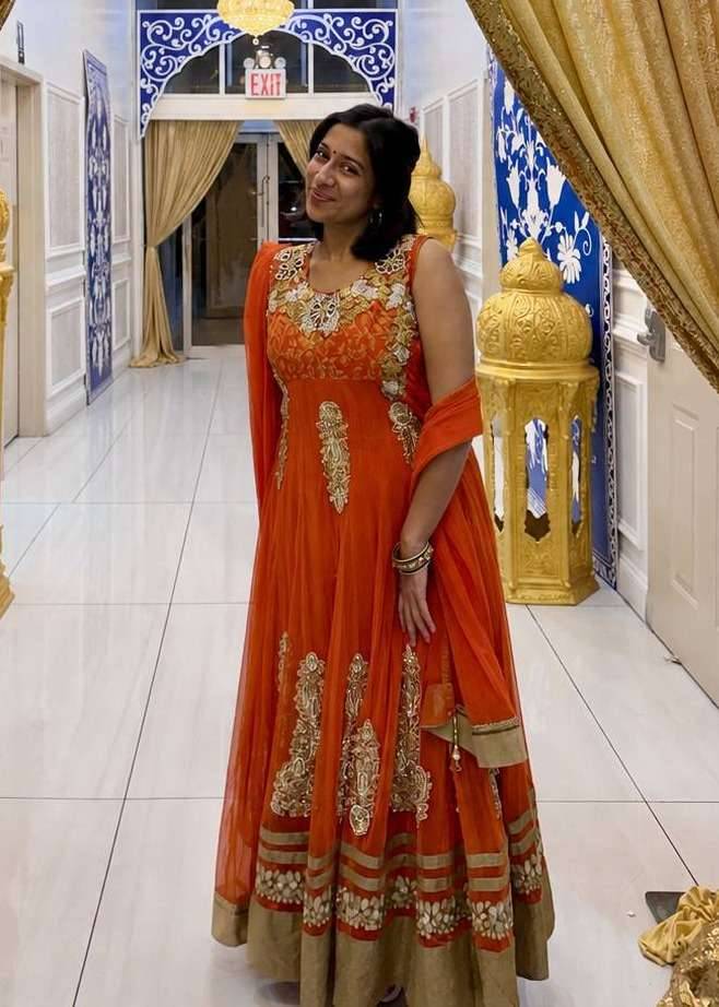 Orange Anarkali Set Image - 0