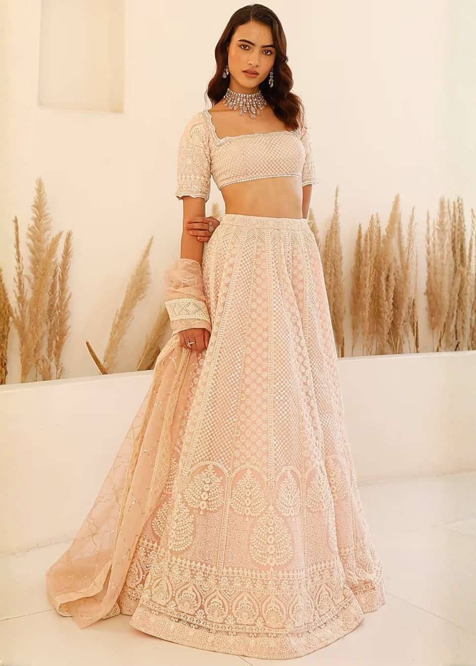 Pastel Pink Embellished Lehenga Image - 0