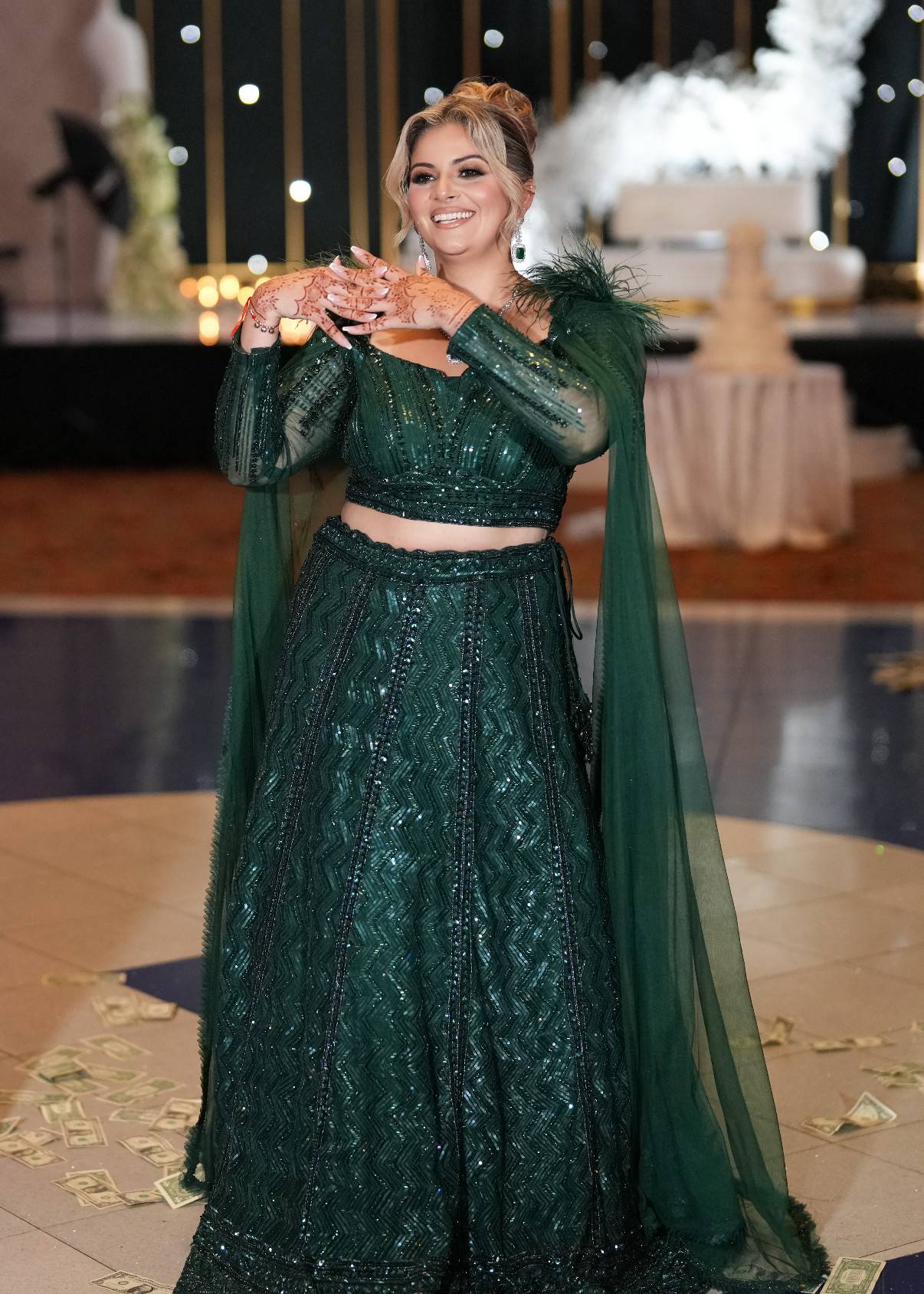 Emerald Green Embellished Lehenga Image - 0