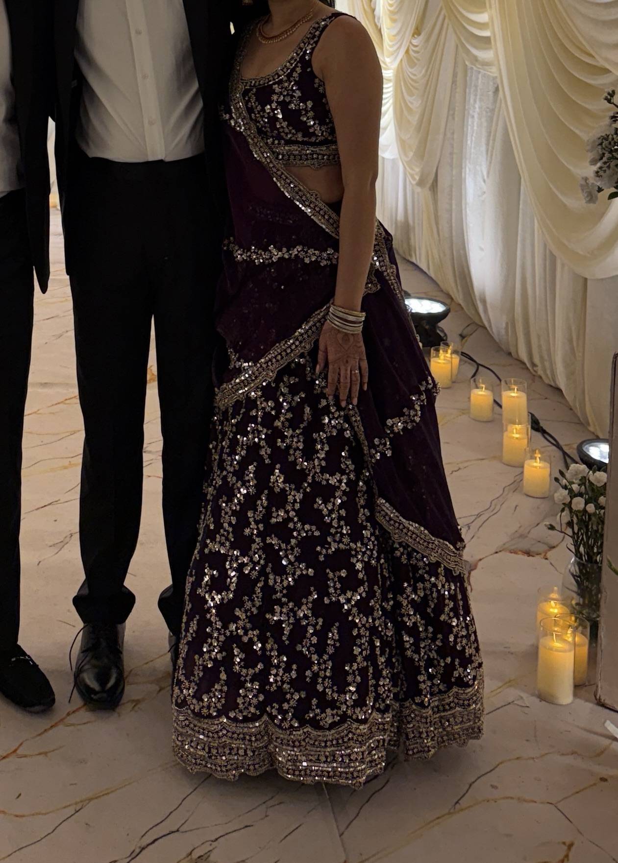 Purple Sequin Lehenga Image - 1