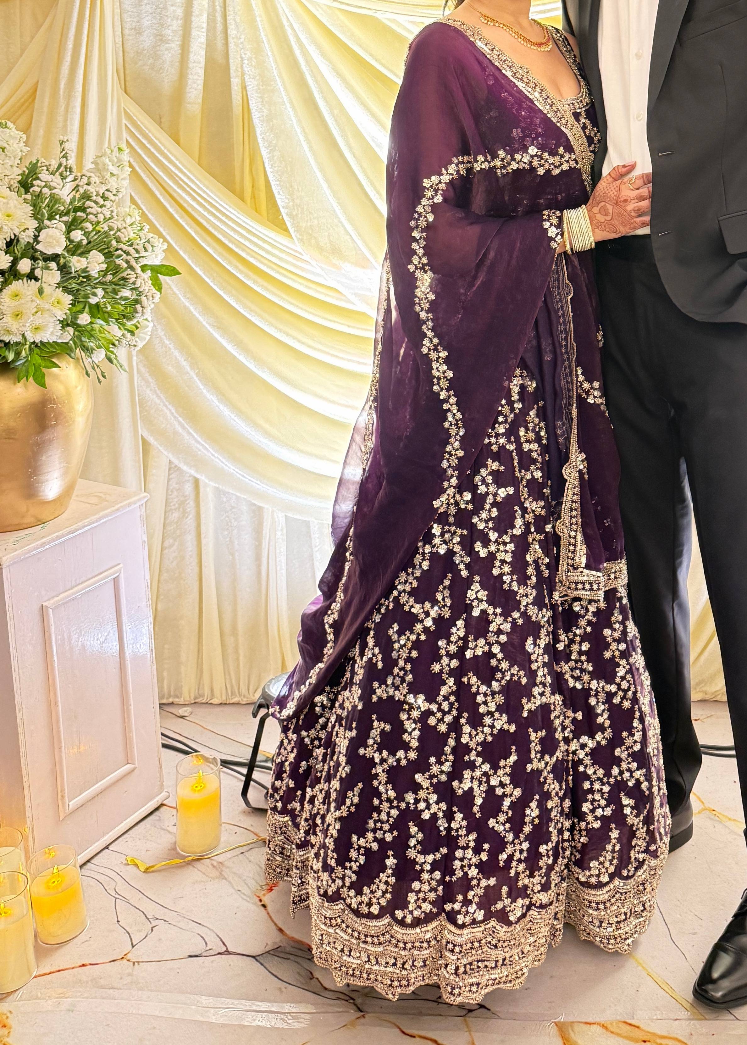 Purple Sequin Lehenga Image - 0