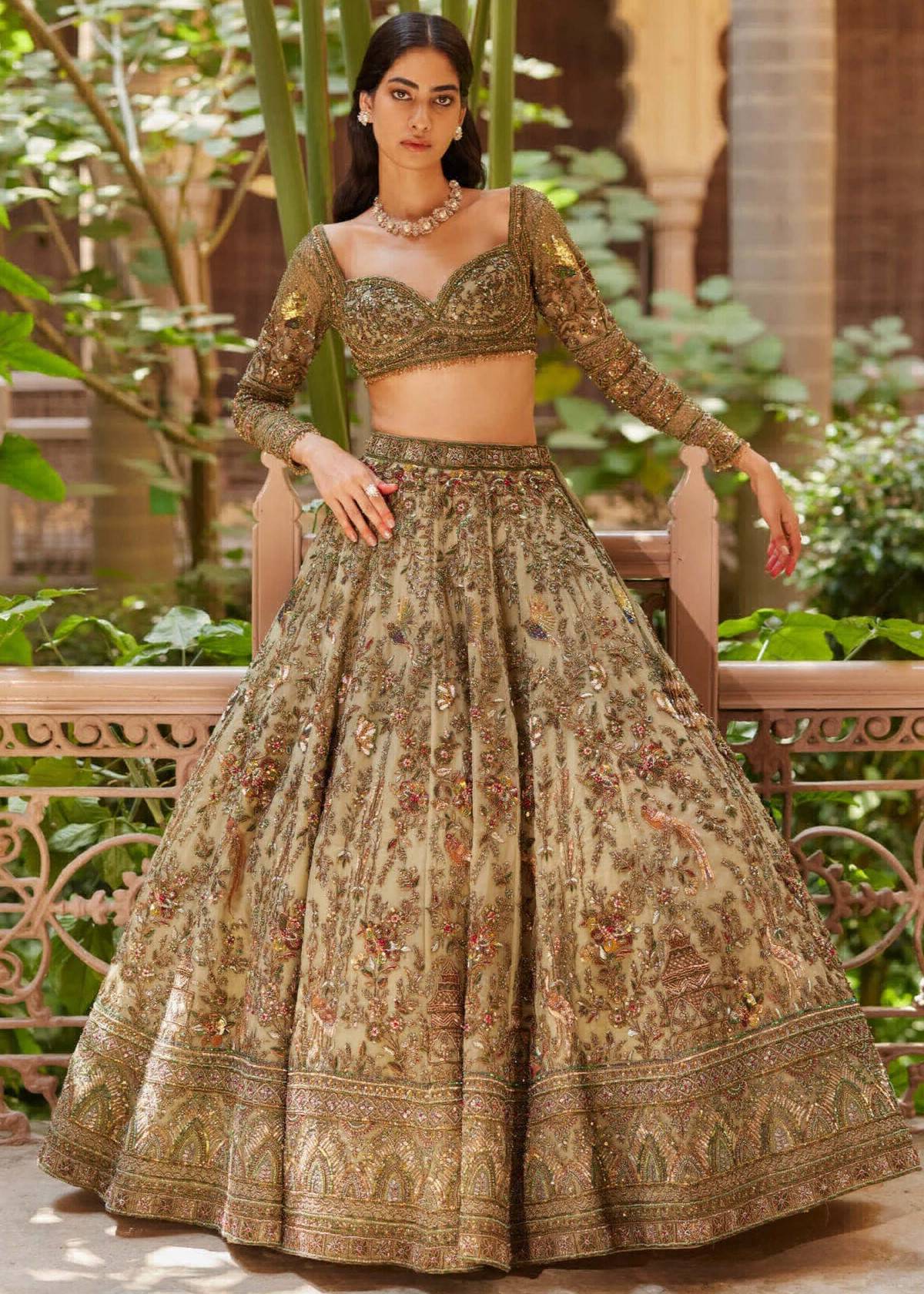 Green Fayroz Lehenga Set Image - 3