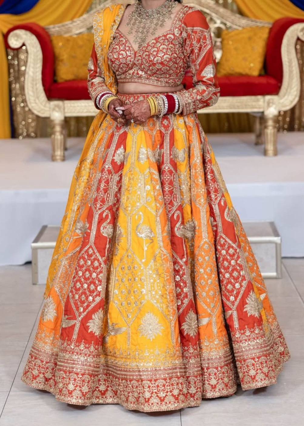 Yellow and Orange Lehenga Image - 0