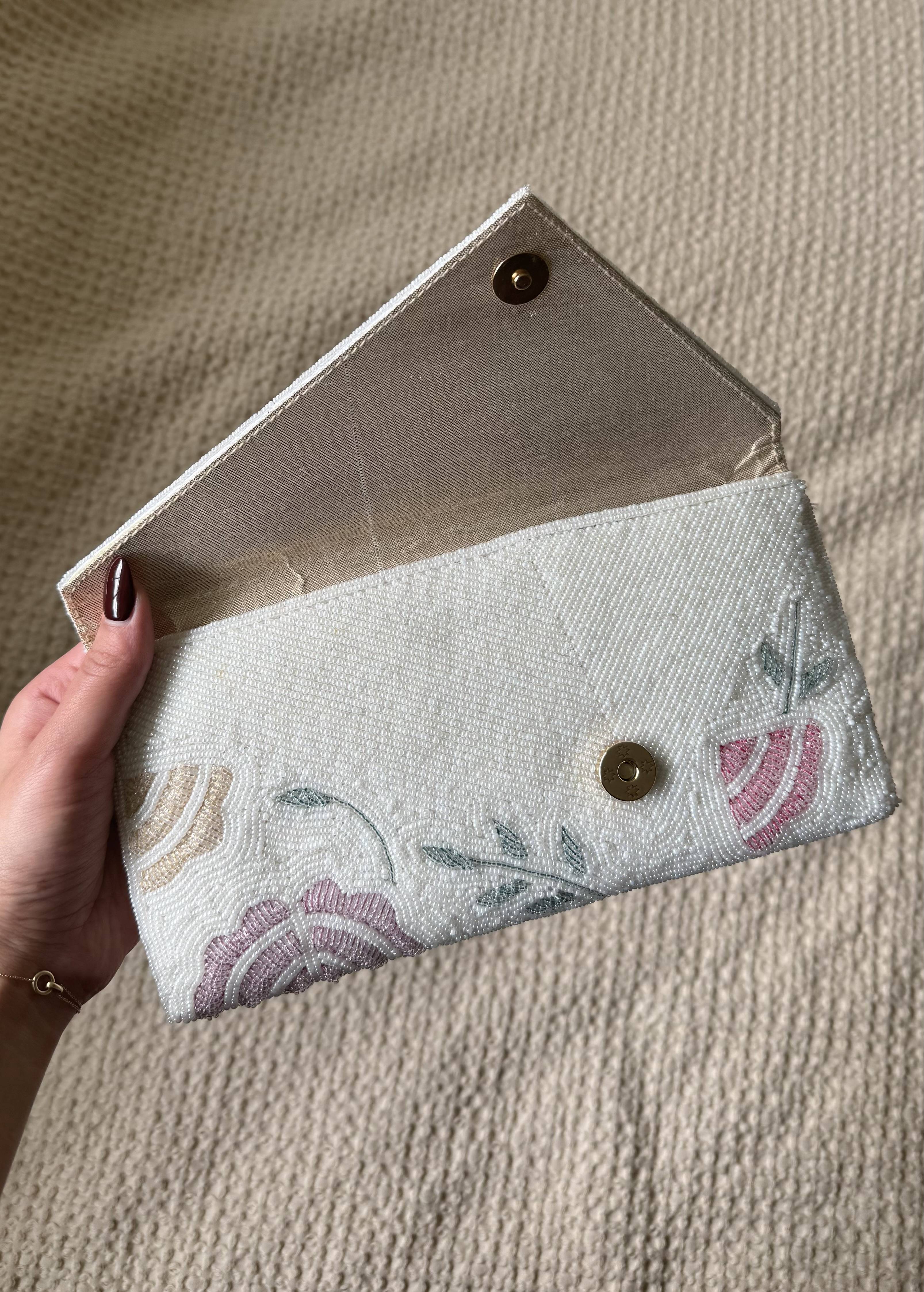 Floral Beaded Envelope Clutch Image - 3