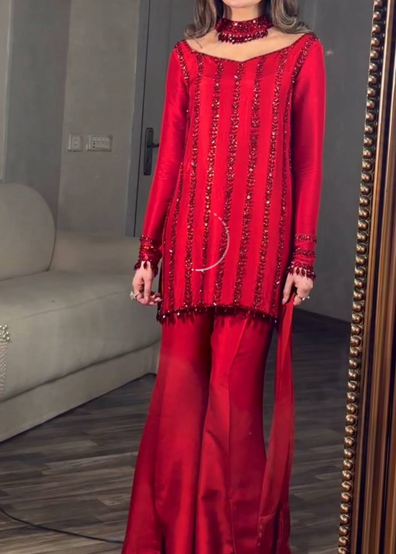 Red Flare Pant Kurta Set Image - 2