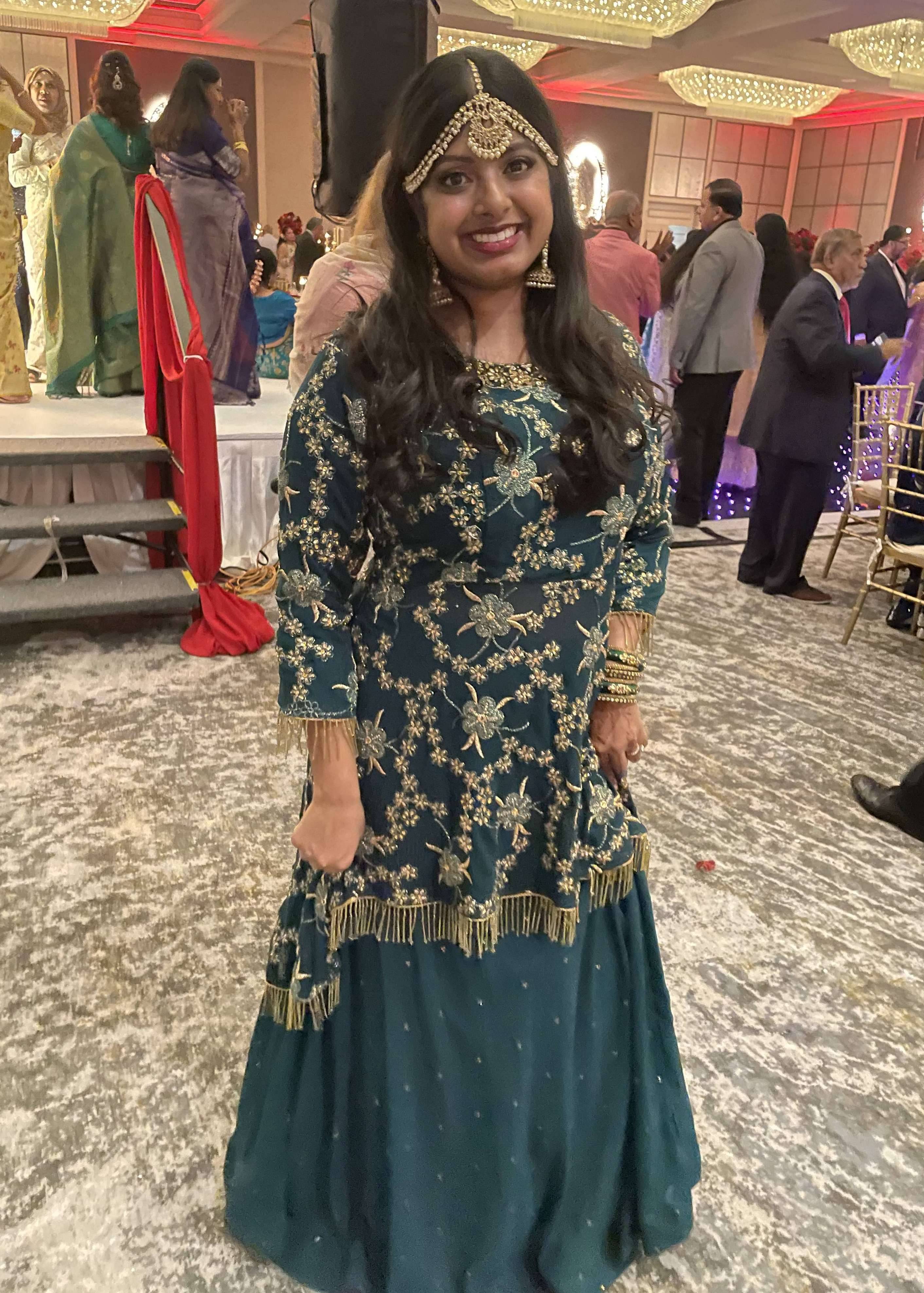 High-Low Teal Lehenga Image - 0