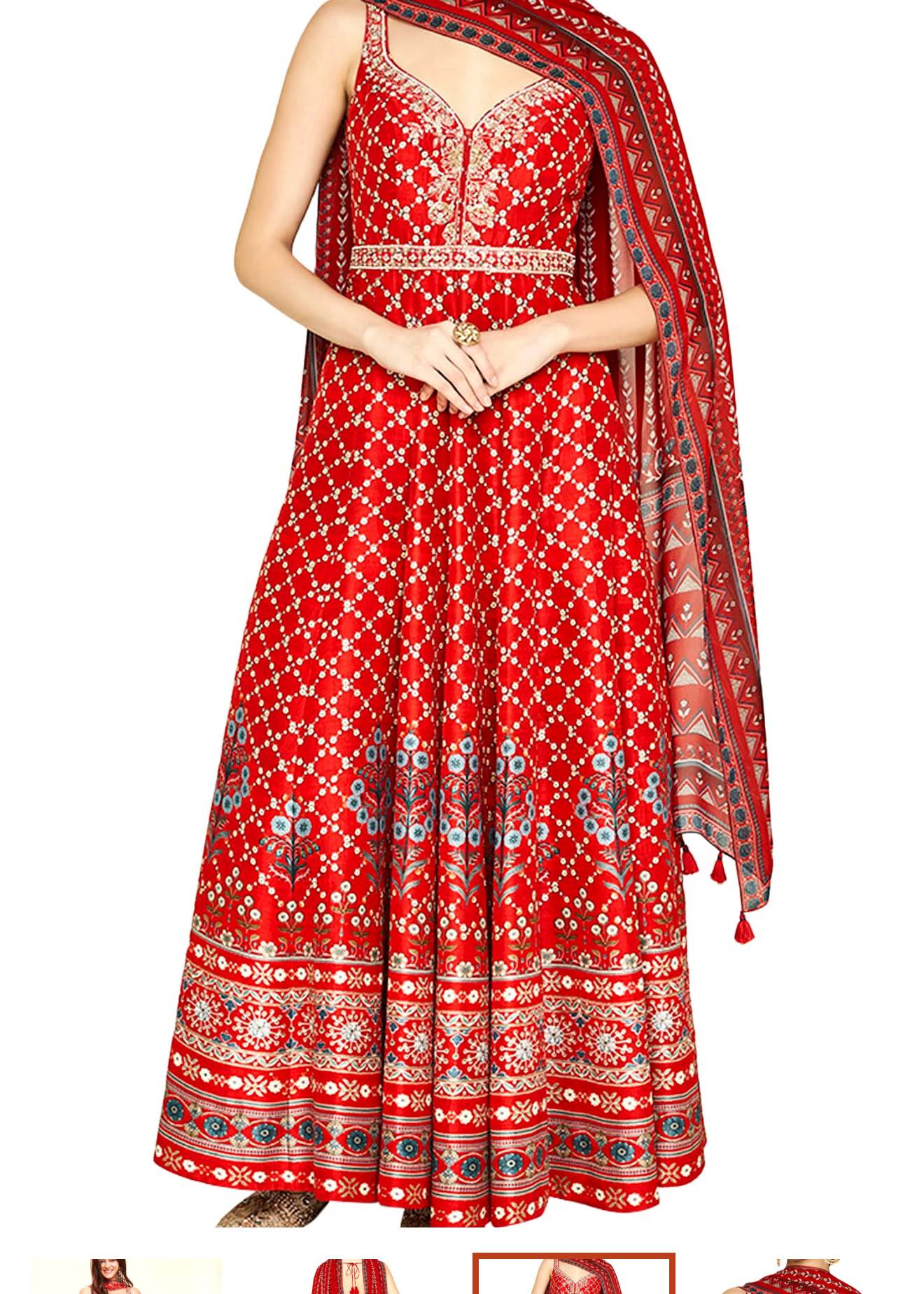 Red Floral Anarkali Image - 4