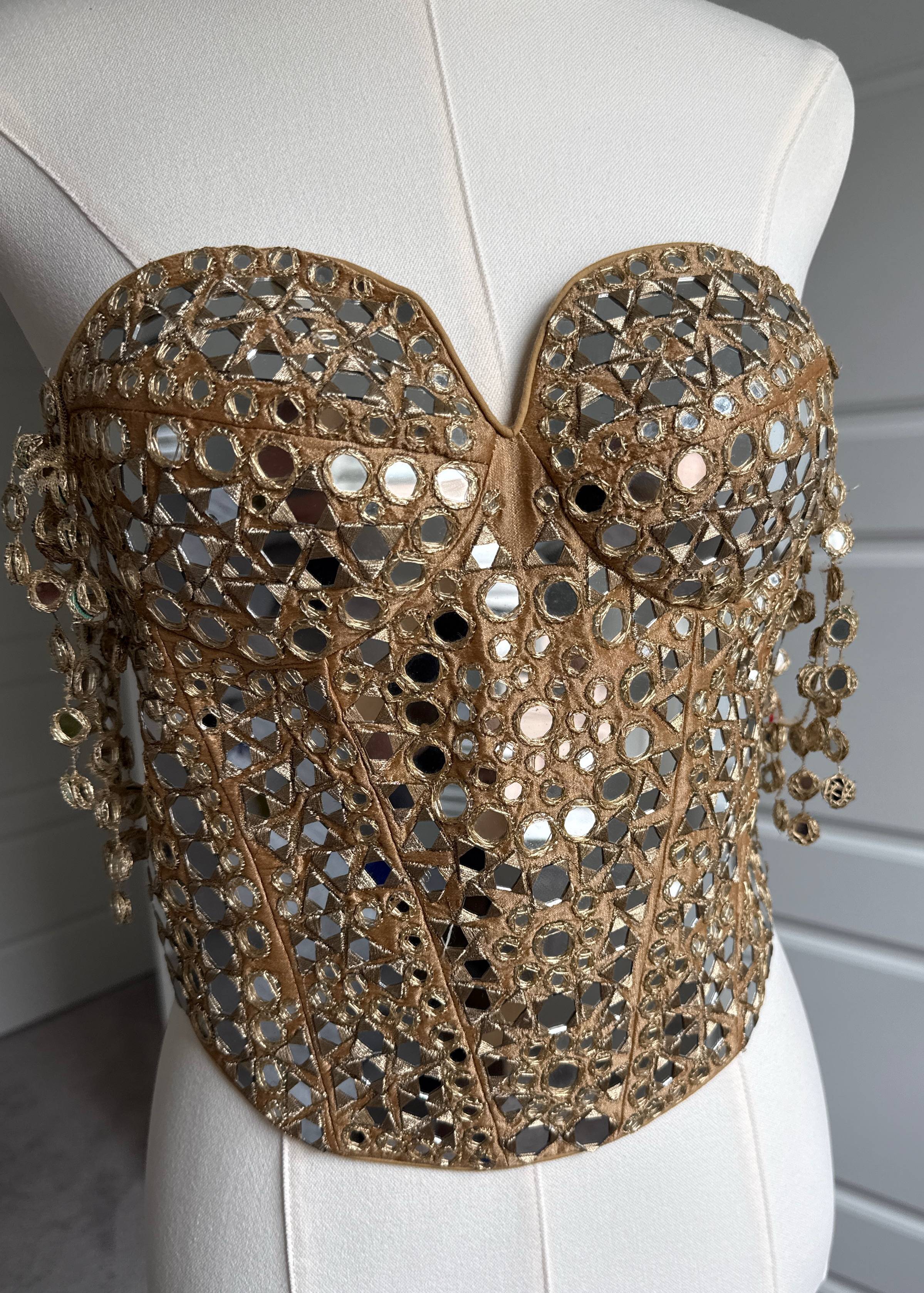 Gold Corset Mirrorwork Top Image - 0