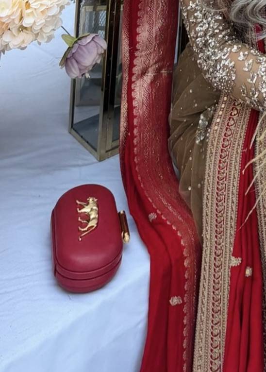 Red Royal Bengal Minaudière Clutch Image - 2