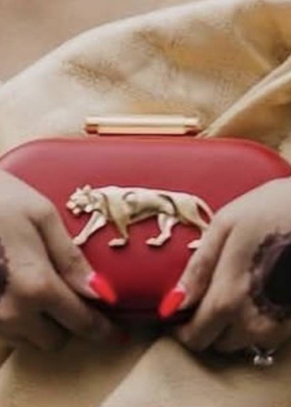 Red Royal Bengal Minaudière Clutch Image - 4