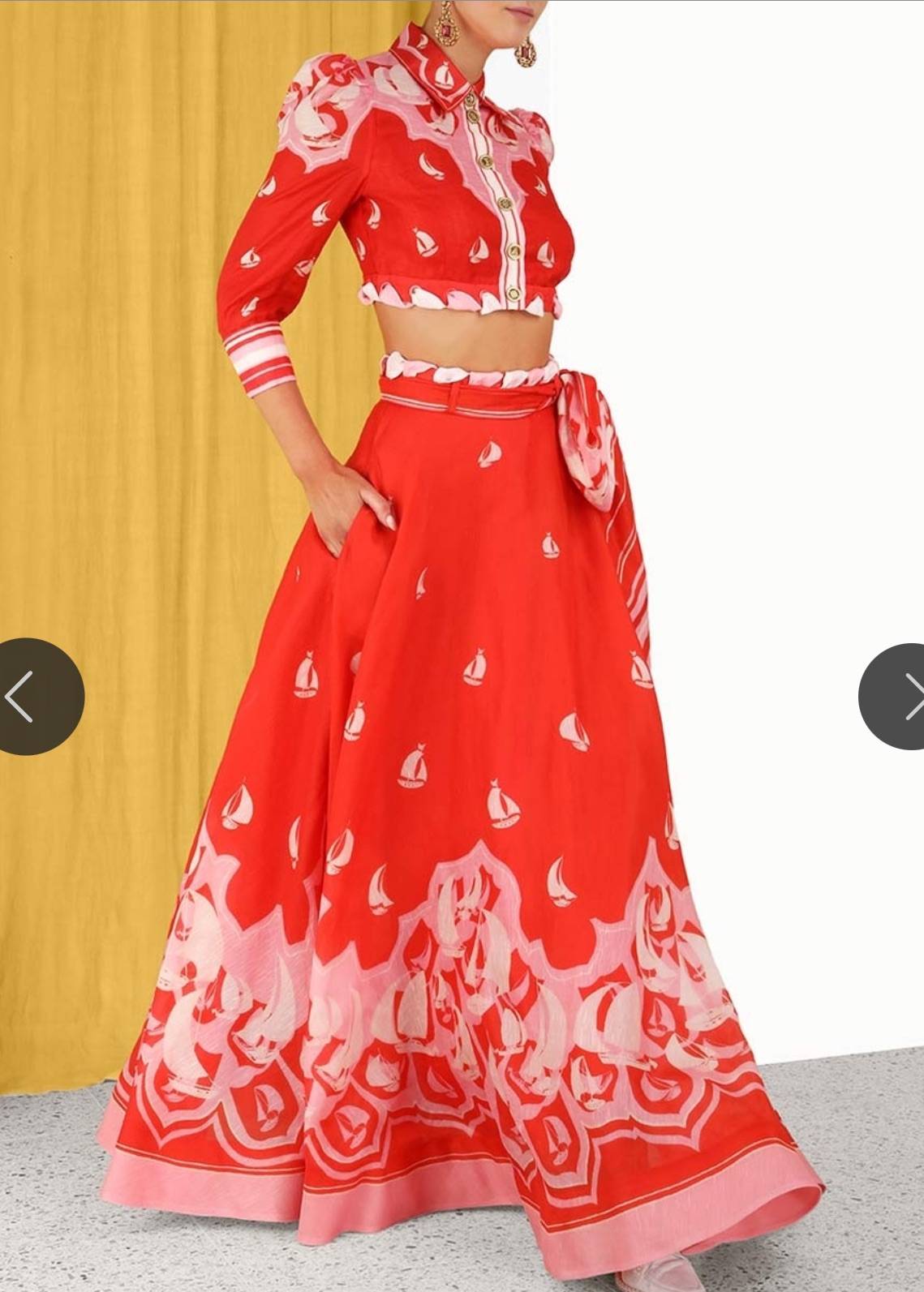 Red and Pink Skirt Set Image - 4