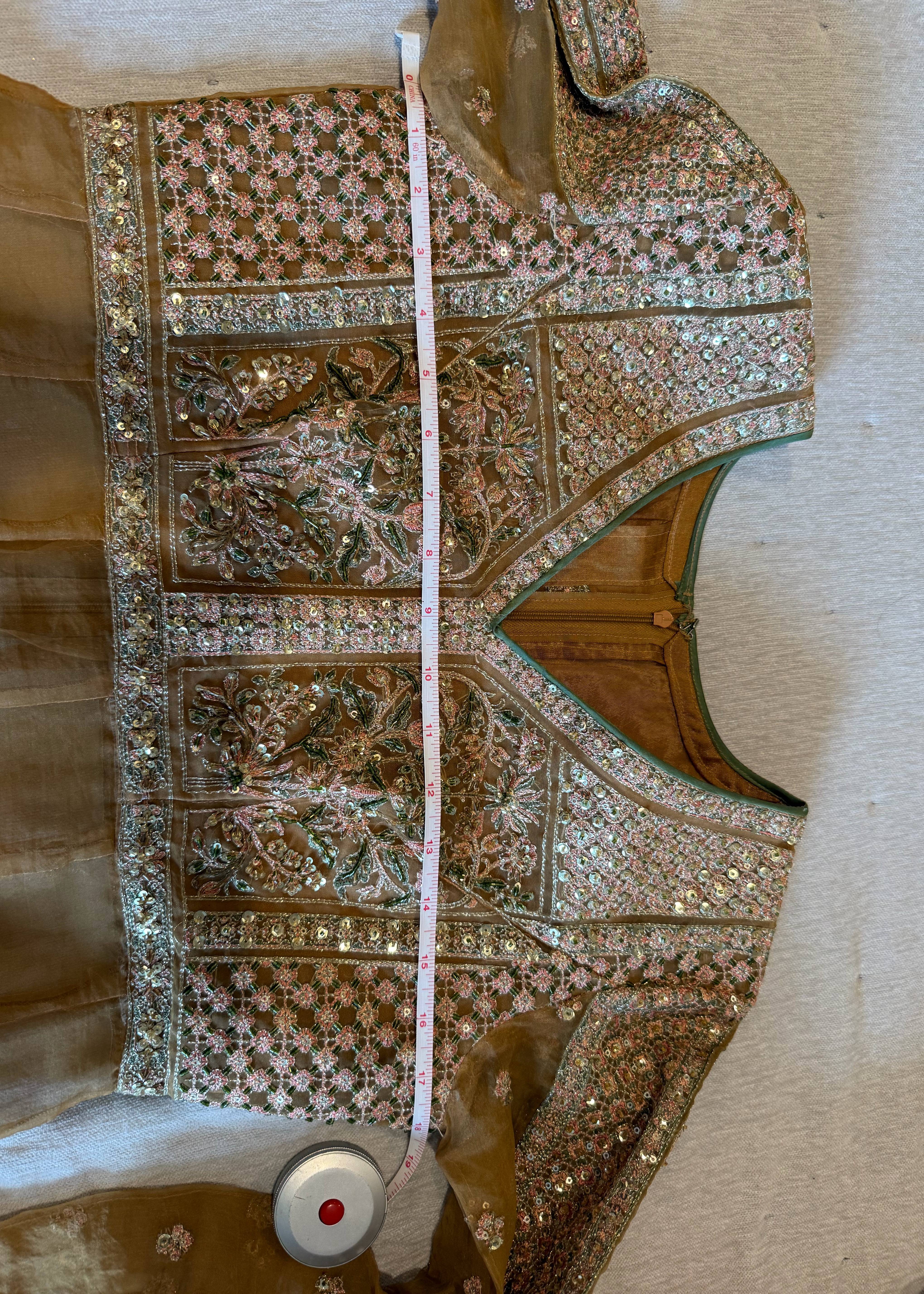 Gold Floral Anarkali Image - 6