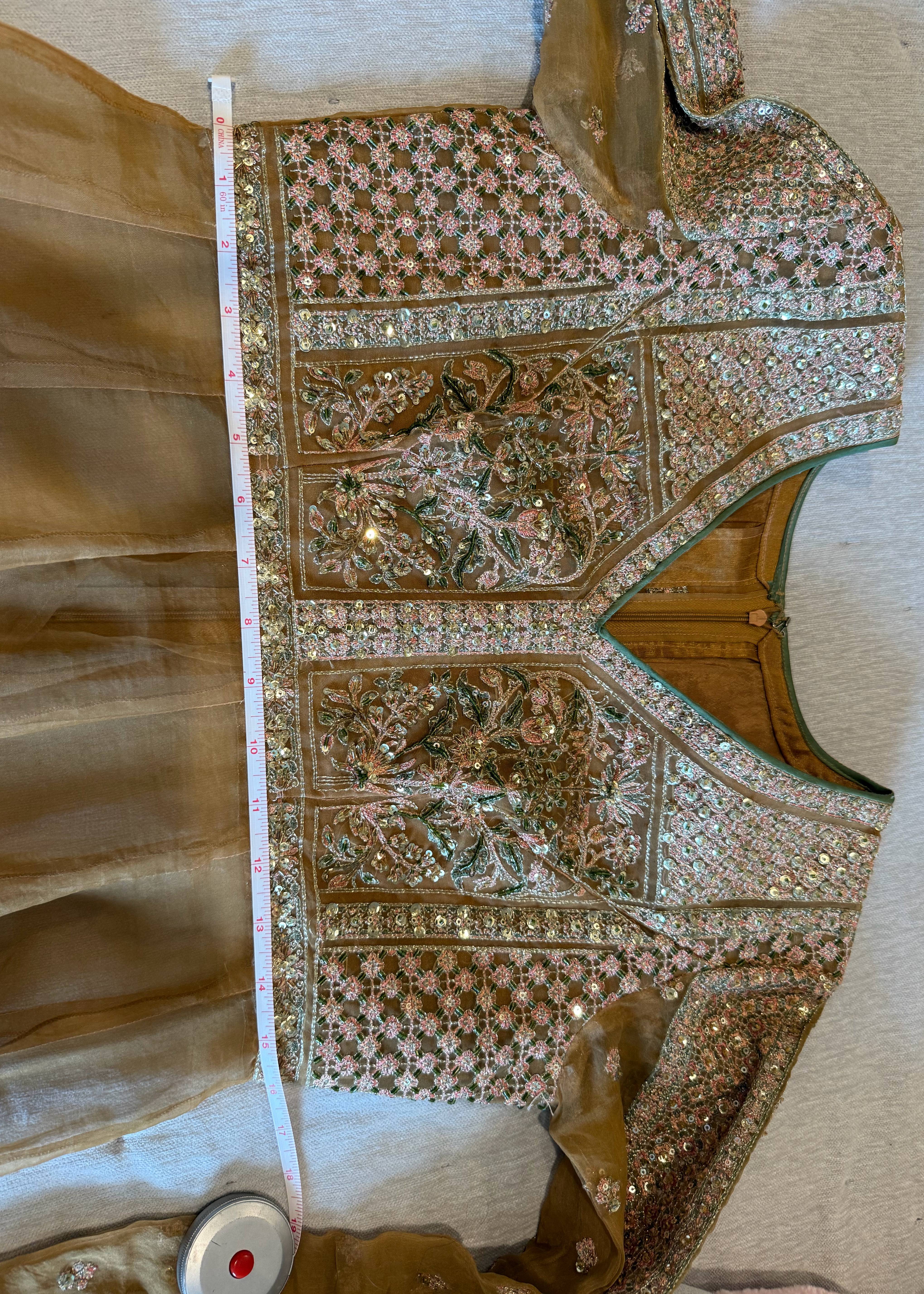 Gold Floral Anarkali Image - 5