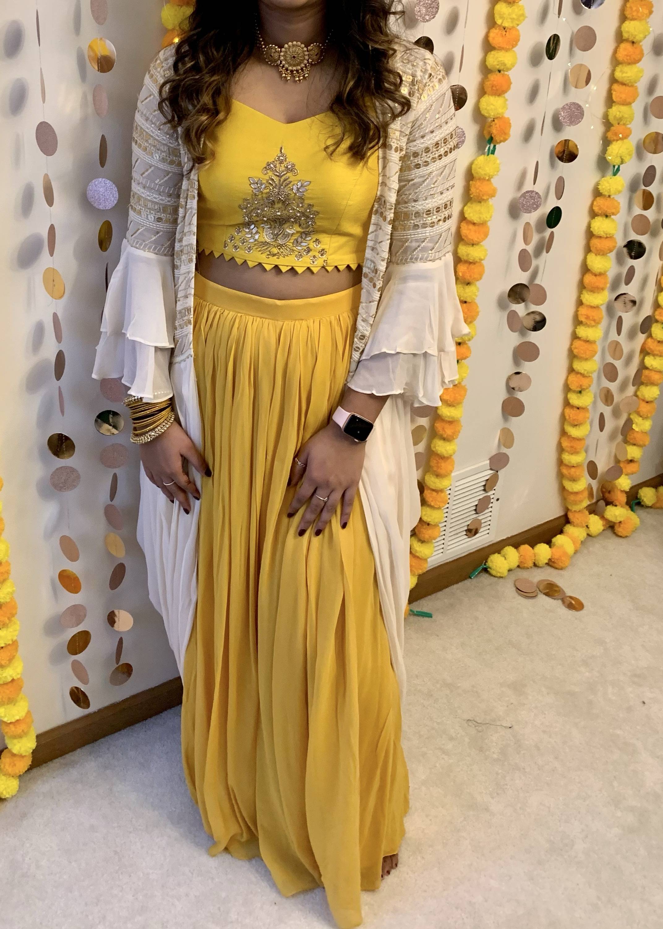 Yellow Cape Sharara Set Image - 0