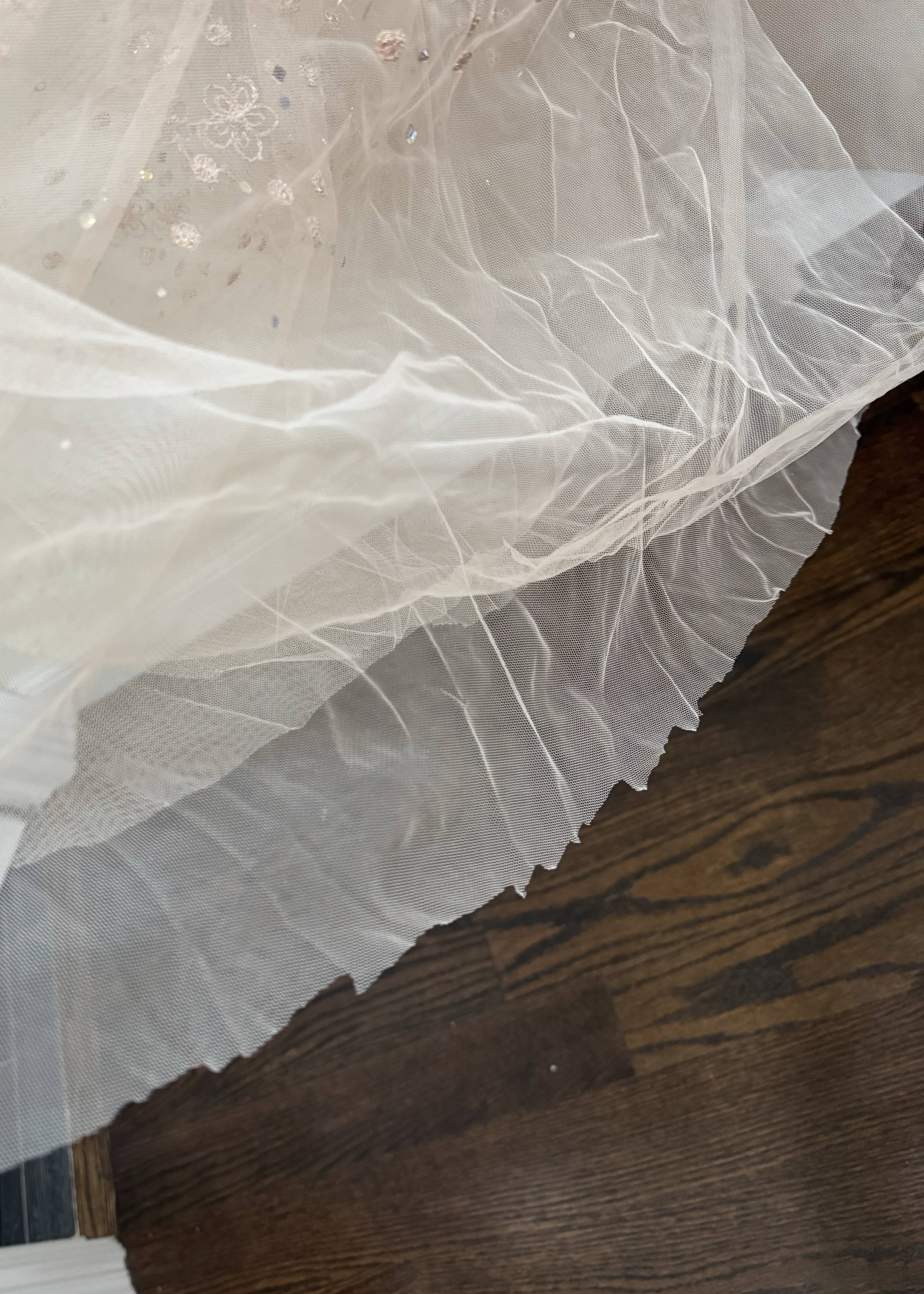Nude Embroidered Tulle Gown Image - 7