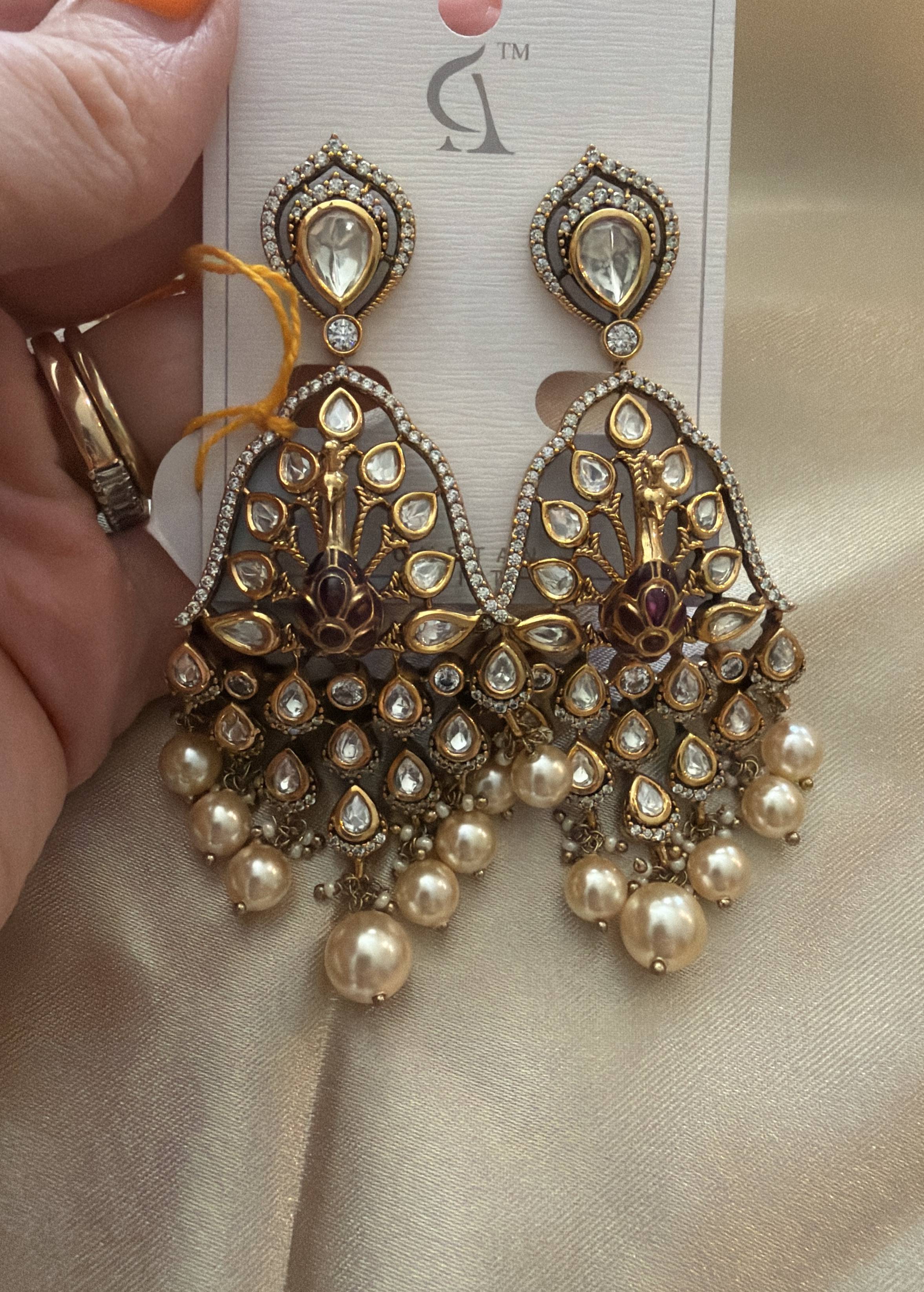 Gold Pearl Drop Earrings Image - 0