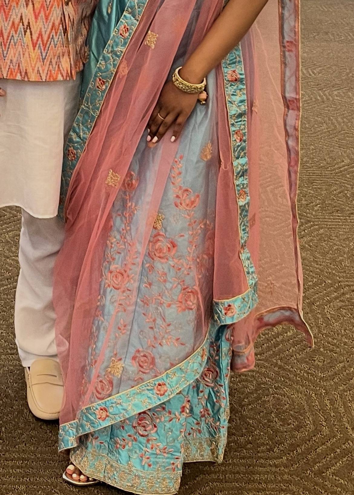 Pink & Blue Floral Lehenga Image - 2