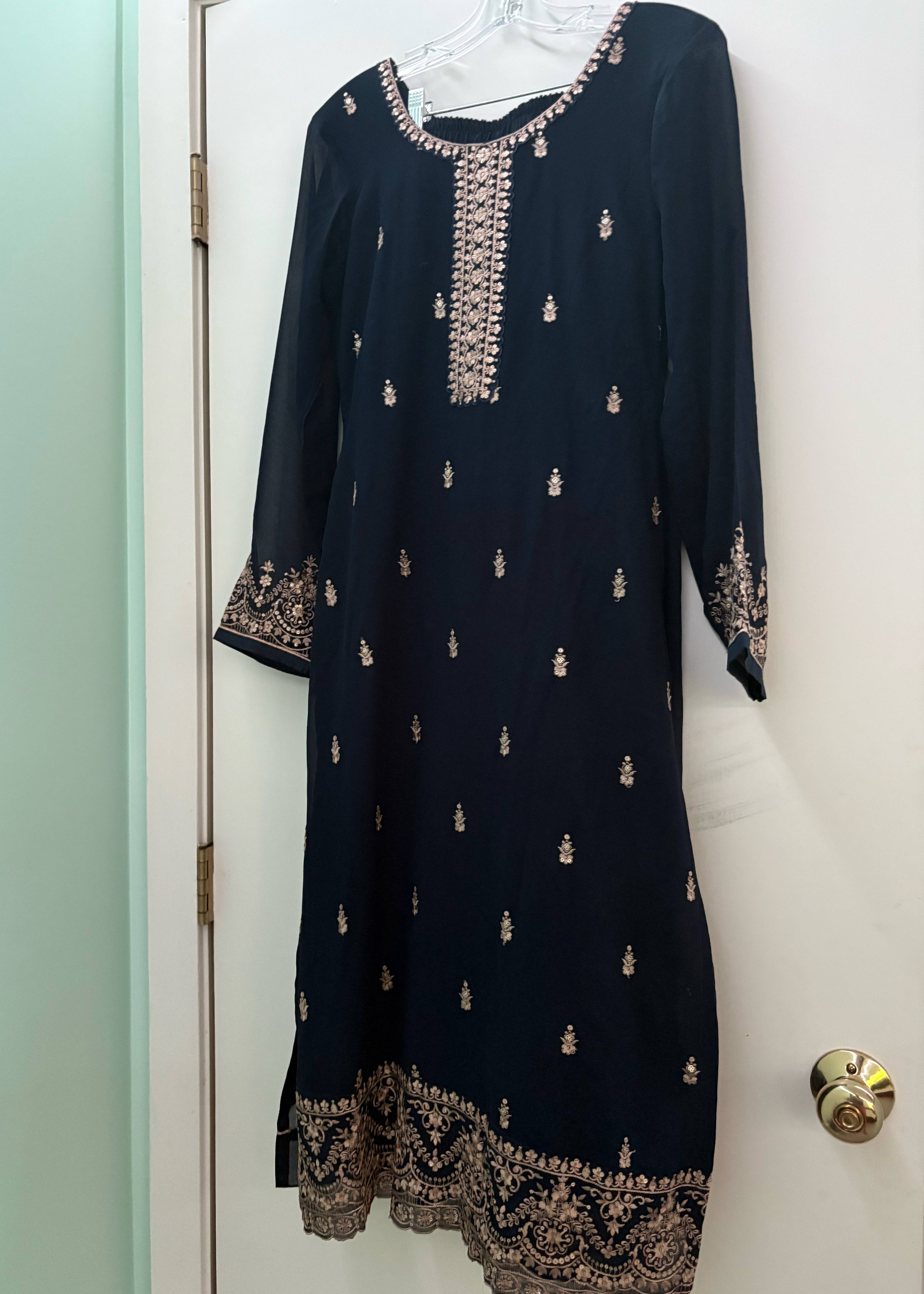 Navy Blue Sharara Set Image - 0