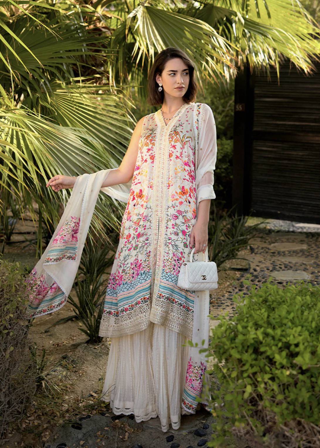 Ivory Floral Kurta Sets Image - 0