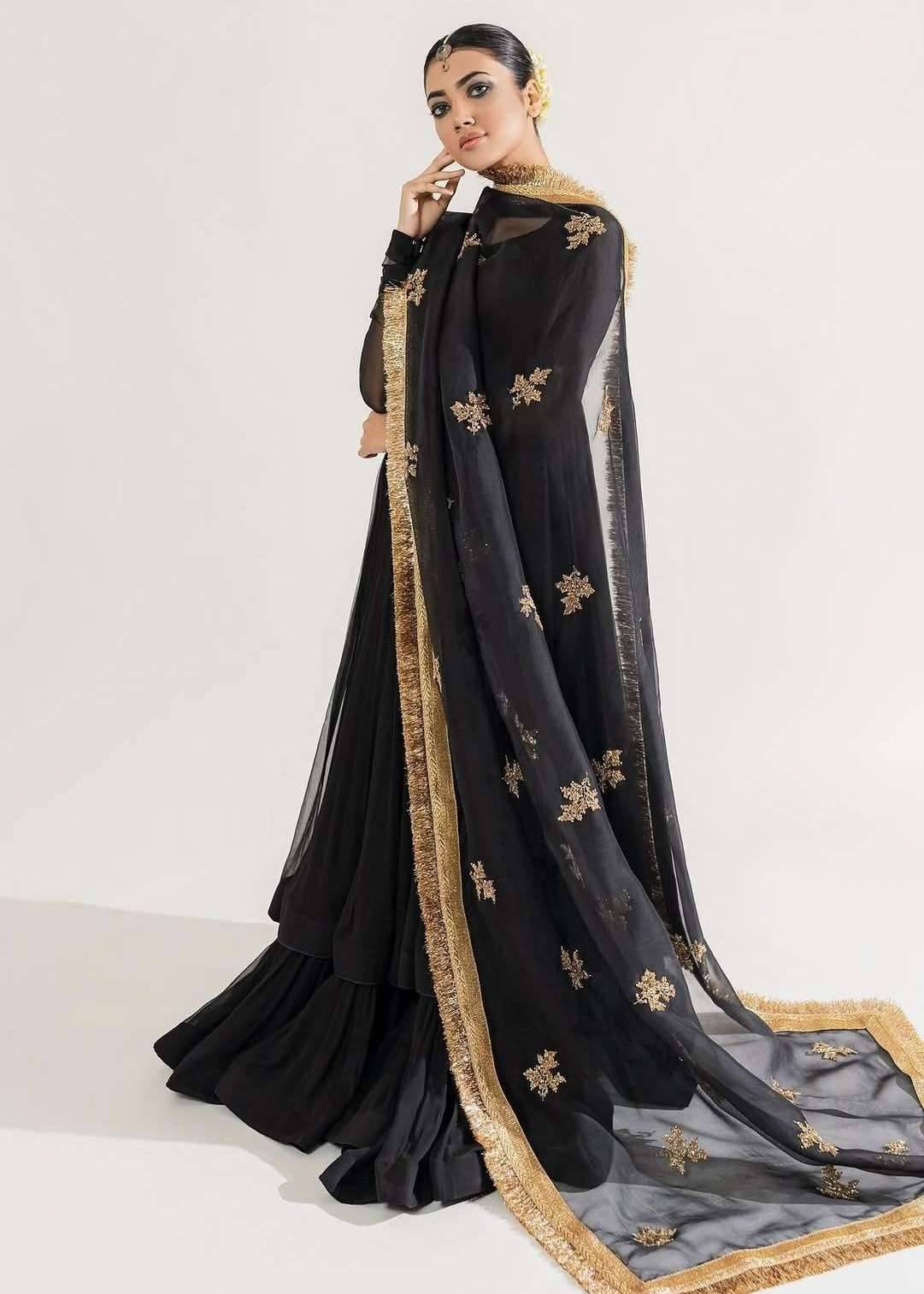 Black And Gold Anarkali Image - 0