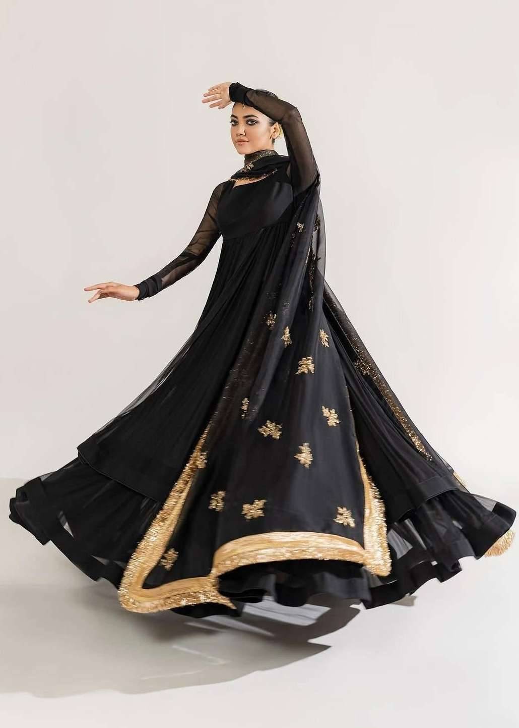 Black And Gold Anarkali Image - 4
