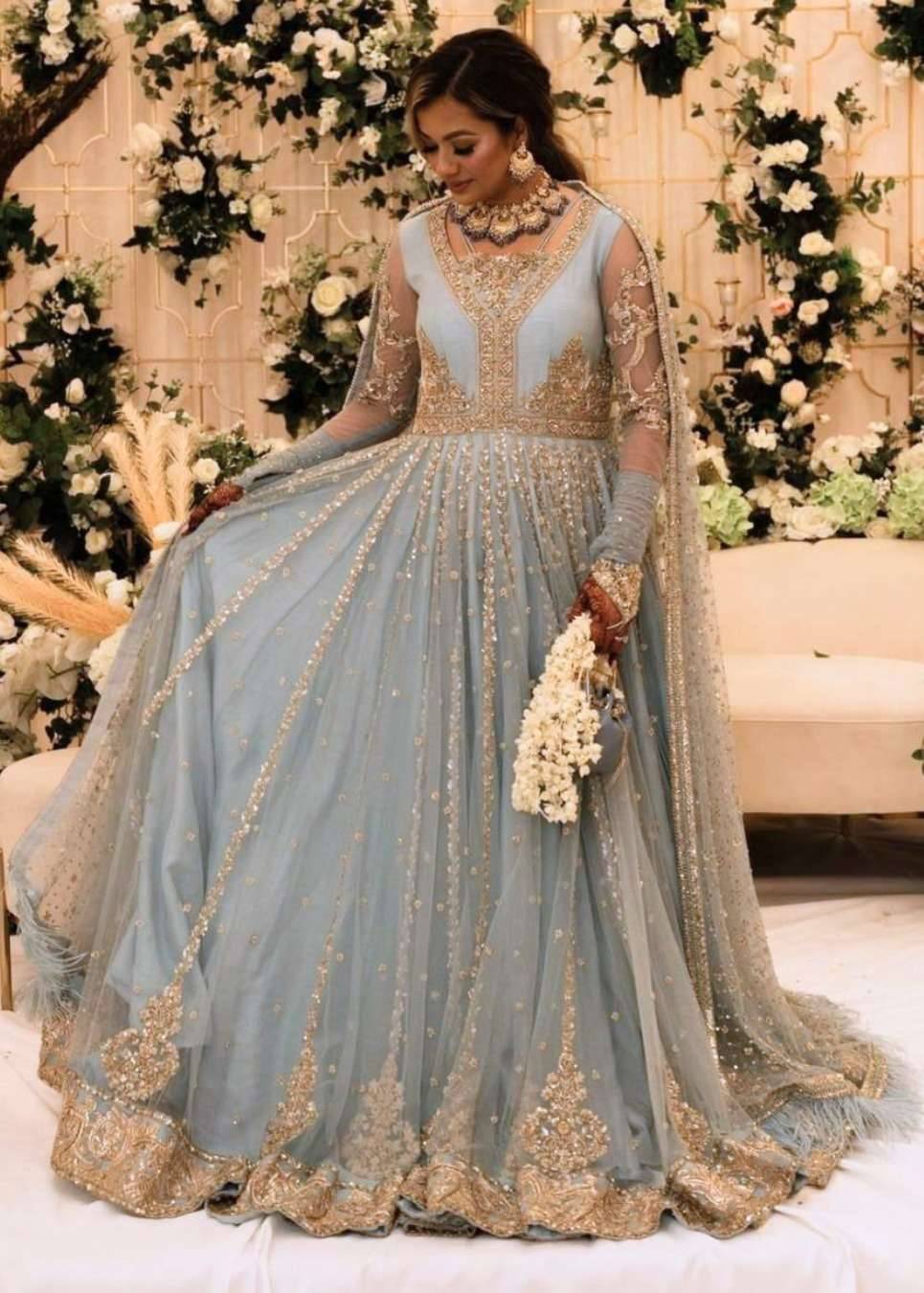 Baby Blue Anarkali Image - 0