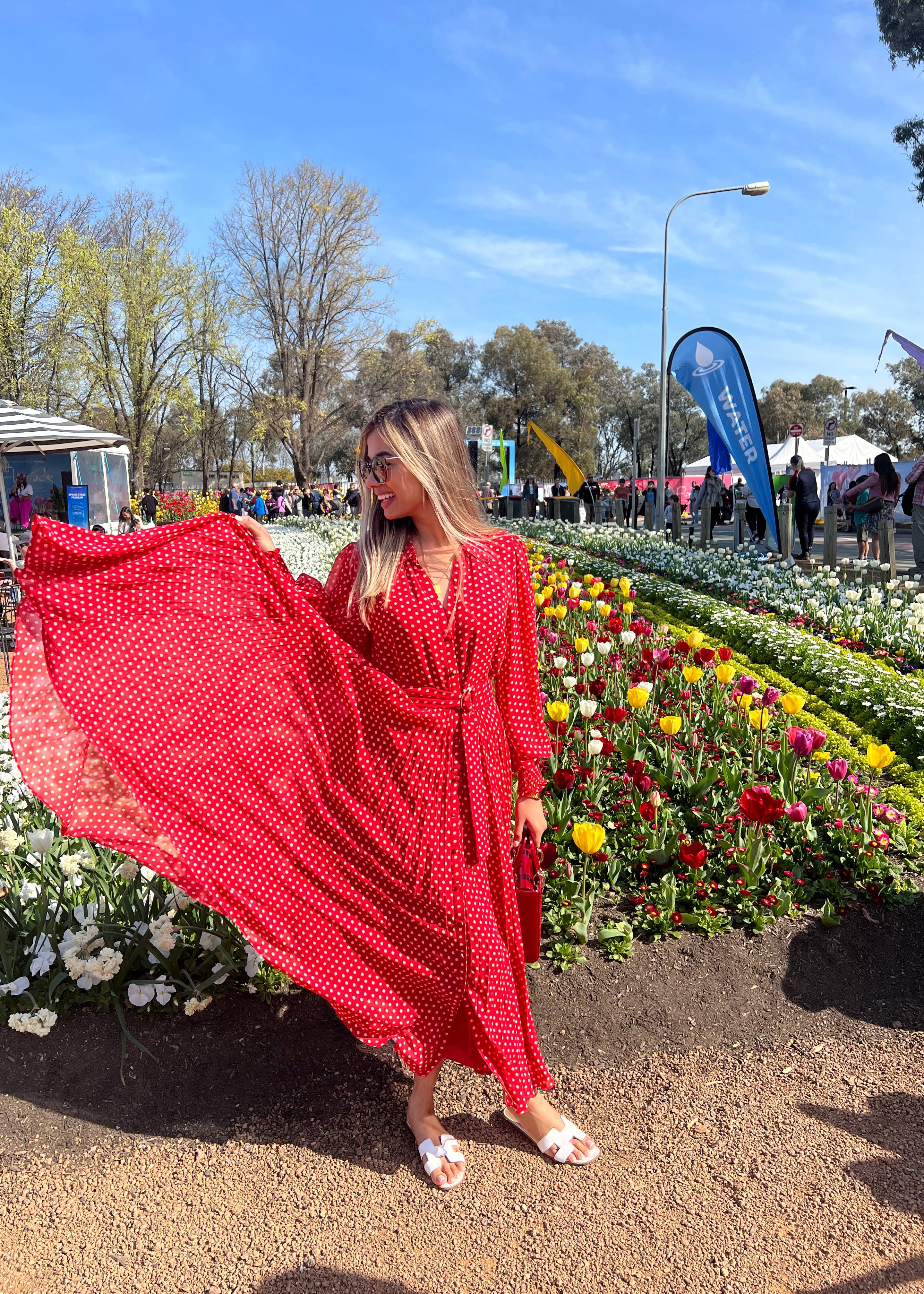 Red Polkadot Maxi Dress Image - 1