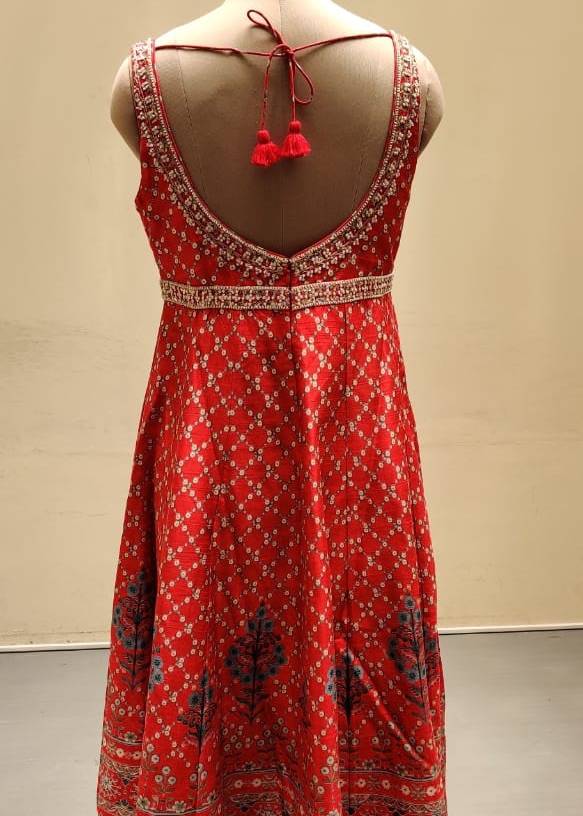 Red Floral Anarkali Image - 7