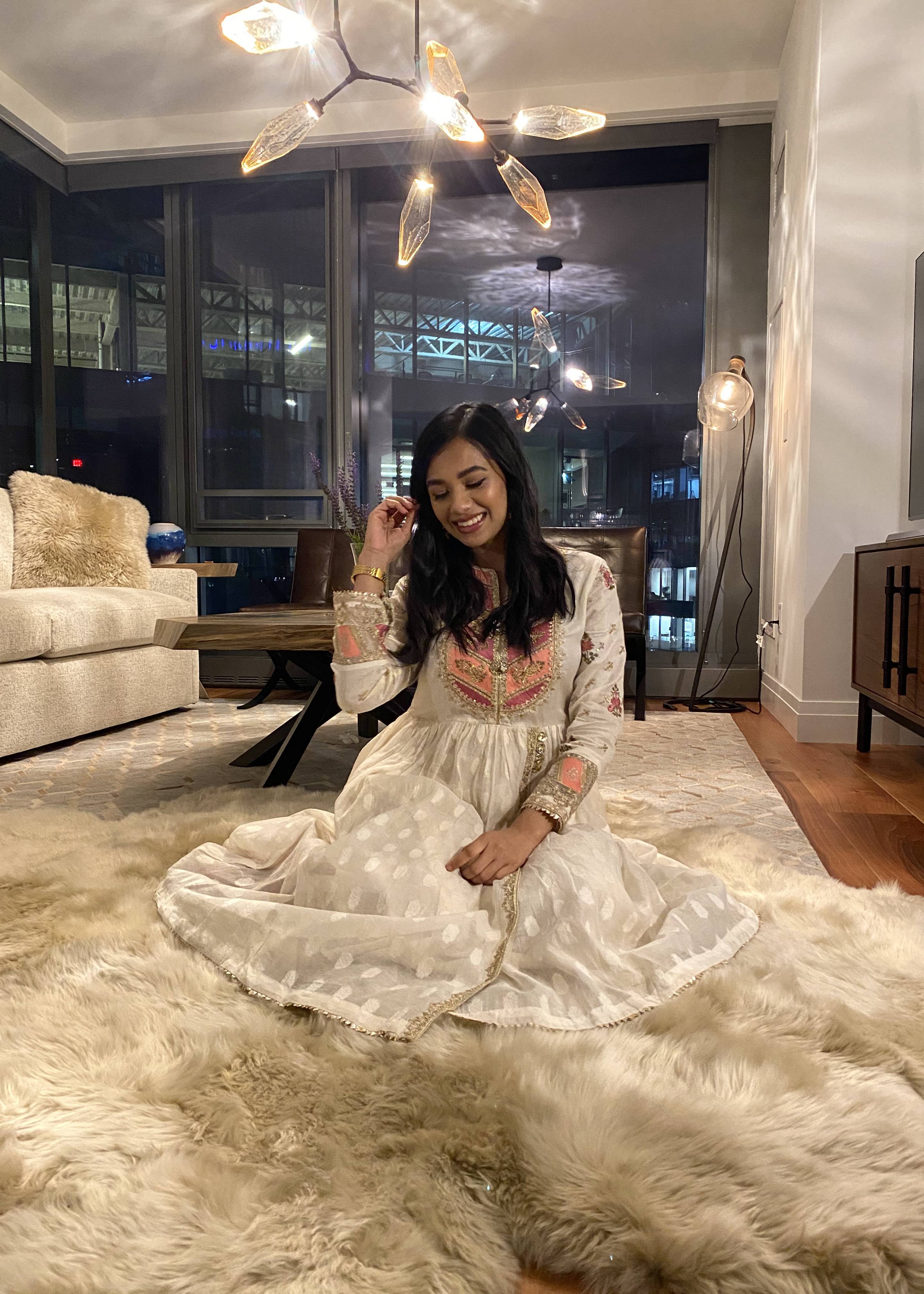 Ivory Short Anarkali Set Image - 1