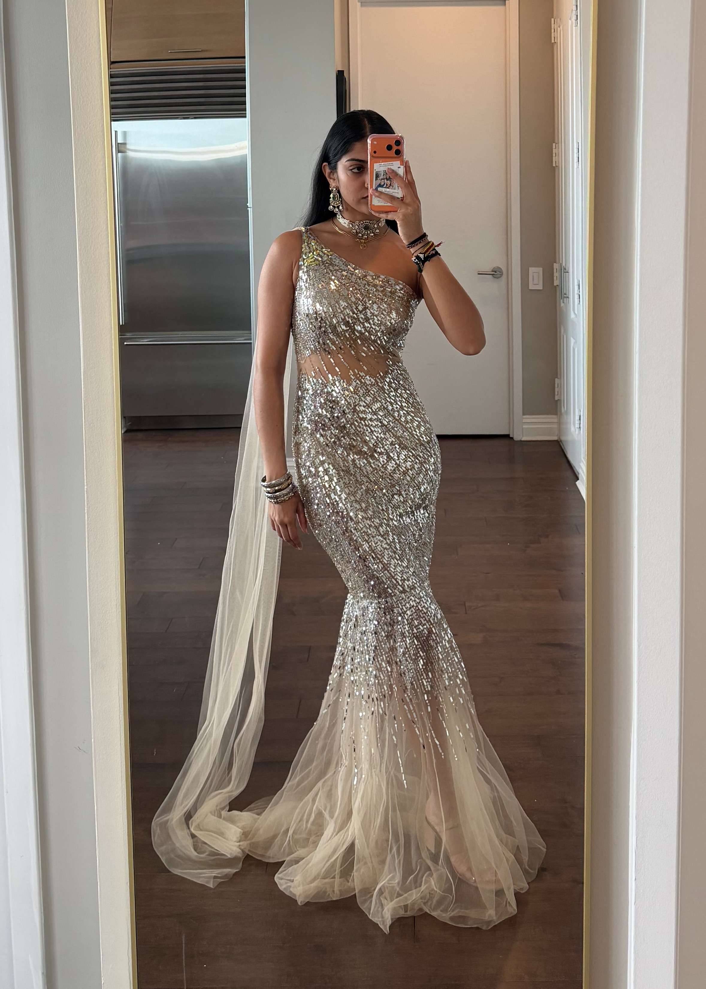 Sheer Embellished Gown Image - 0