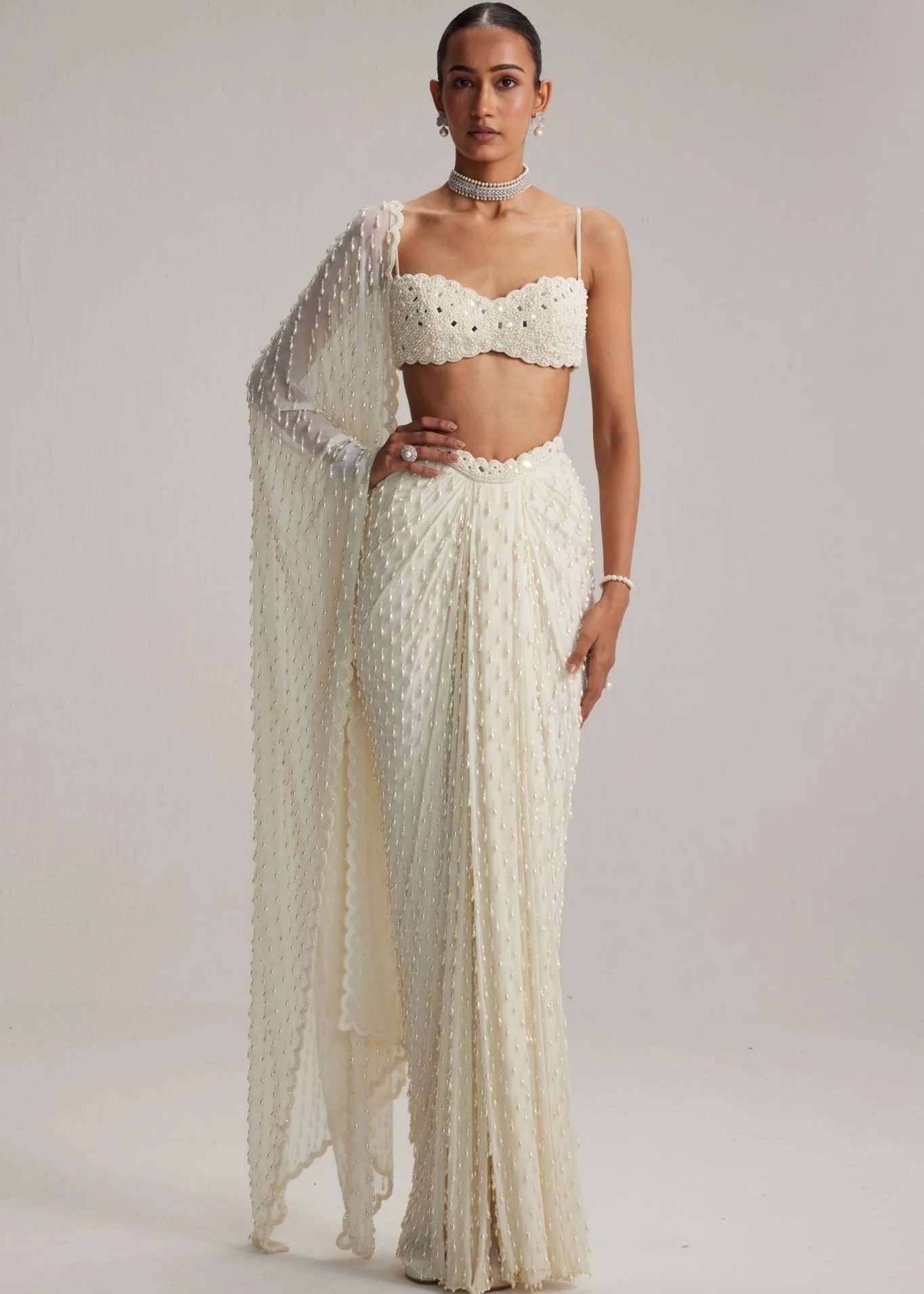 White Pearl Skirt Set Image - 0