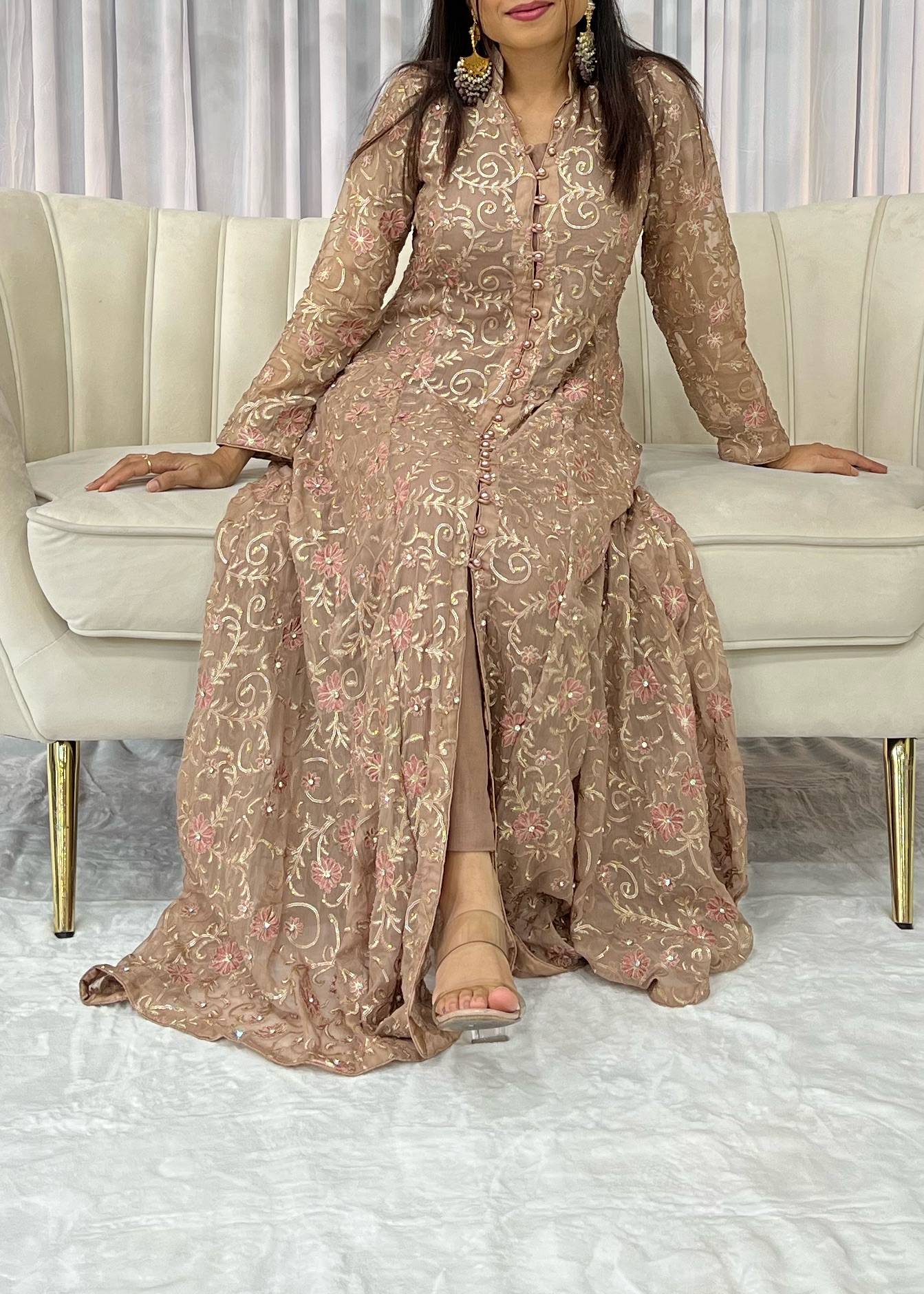 Beige Embroidered Anarkali Image - 1
