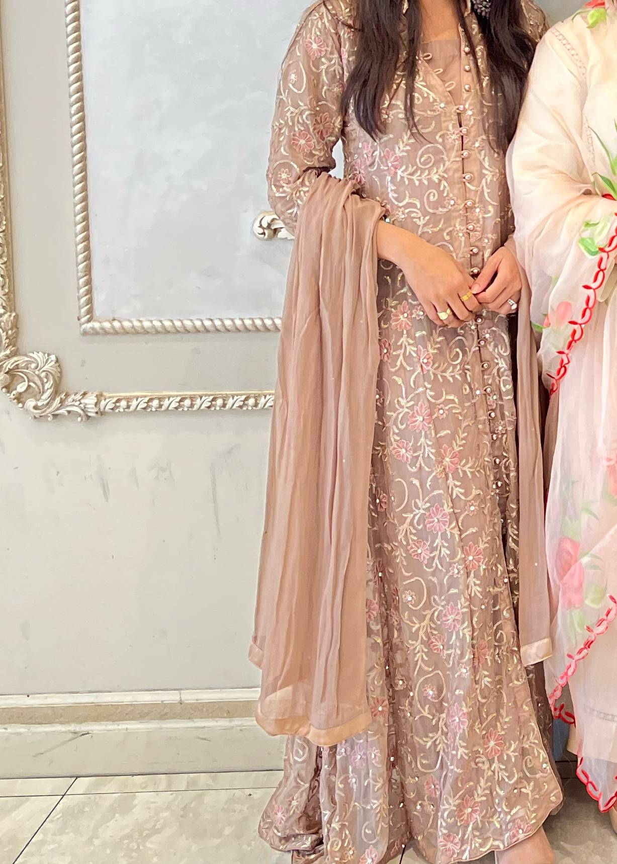 Beige Embroidered Anarkali Image - 0