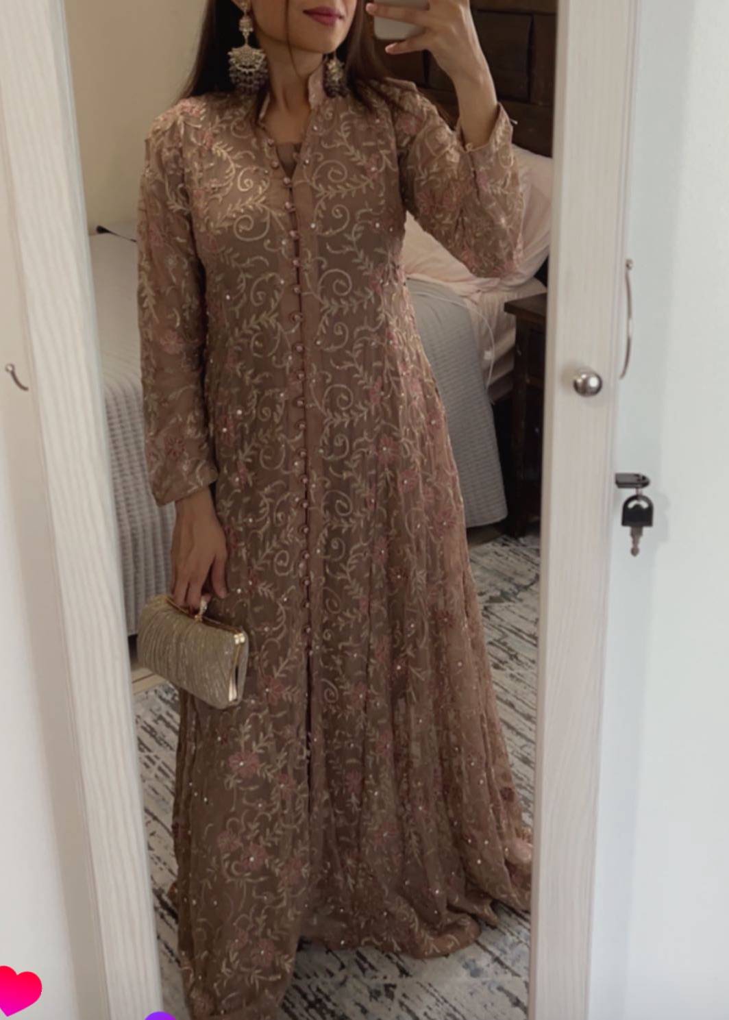 Beige Embroidered Anarkali Image - 2