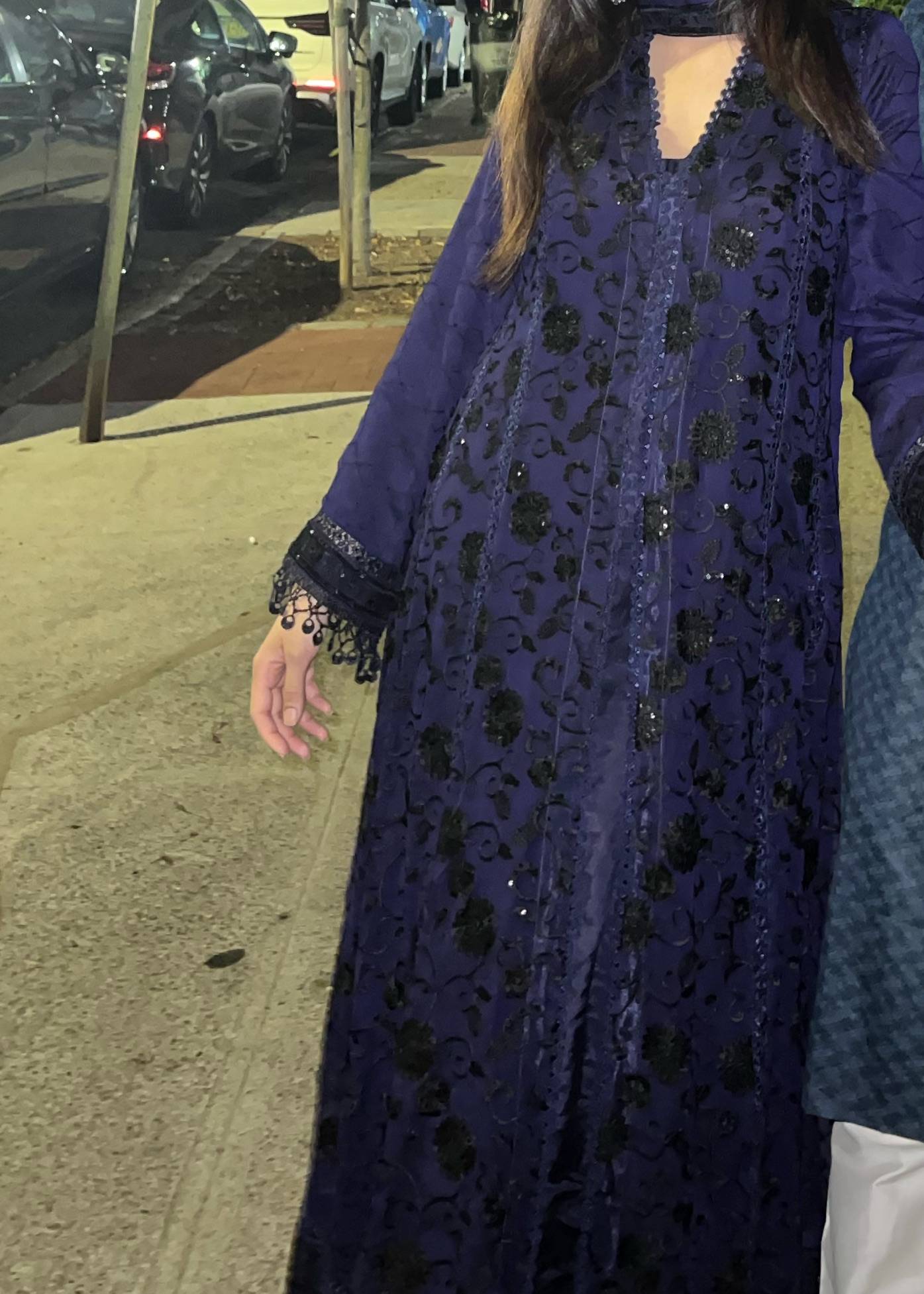 Navy with Black Embroidery Anarkali Set Image - 2