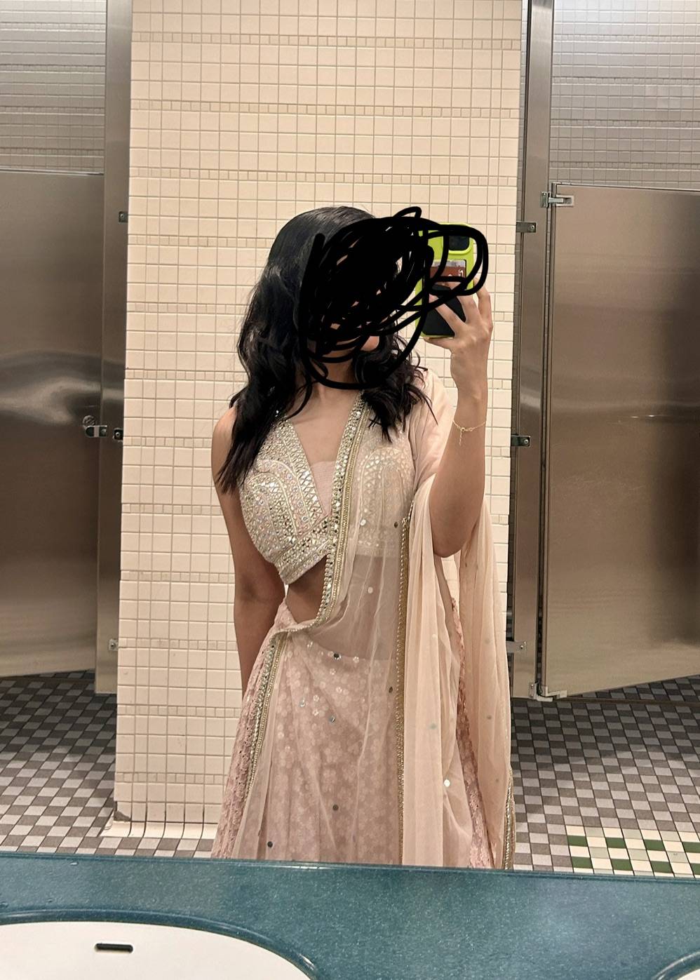 Peach Mirrorwork Lehenga Image - 4