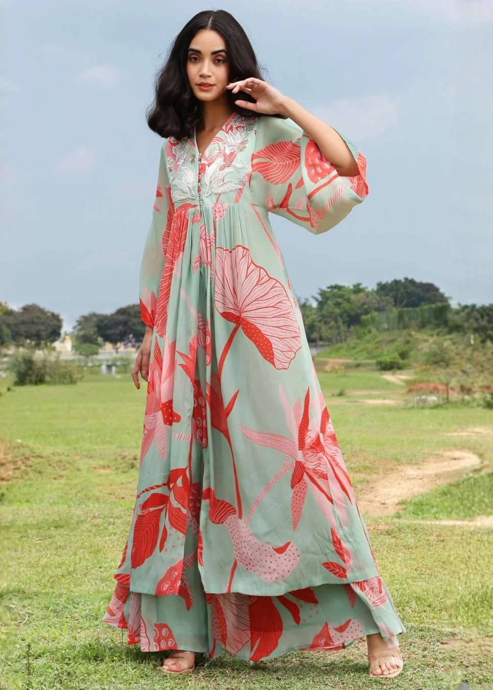 Front Slit Zardozi Sharara Set Image - 0