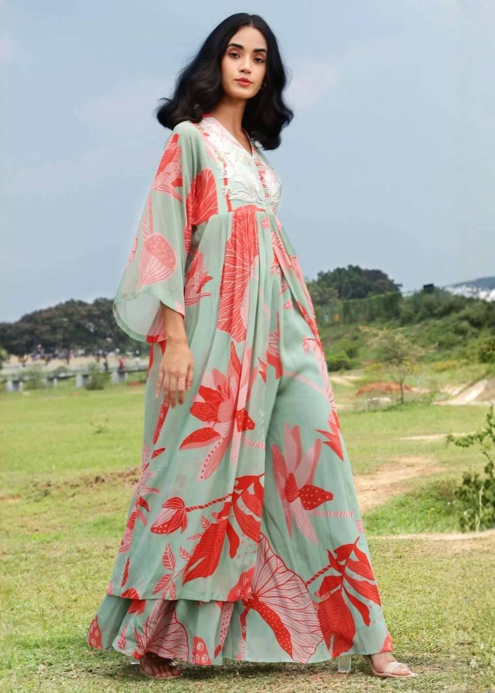 Front Slit Zardozi Sharara Set Image - 2